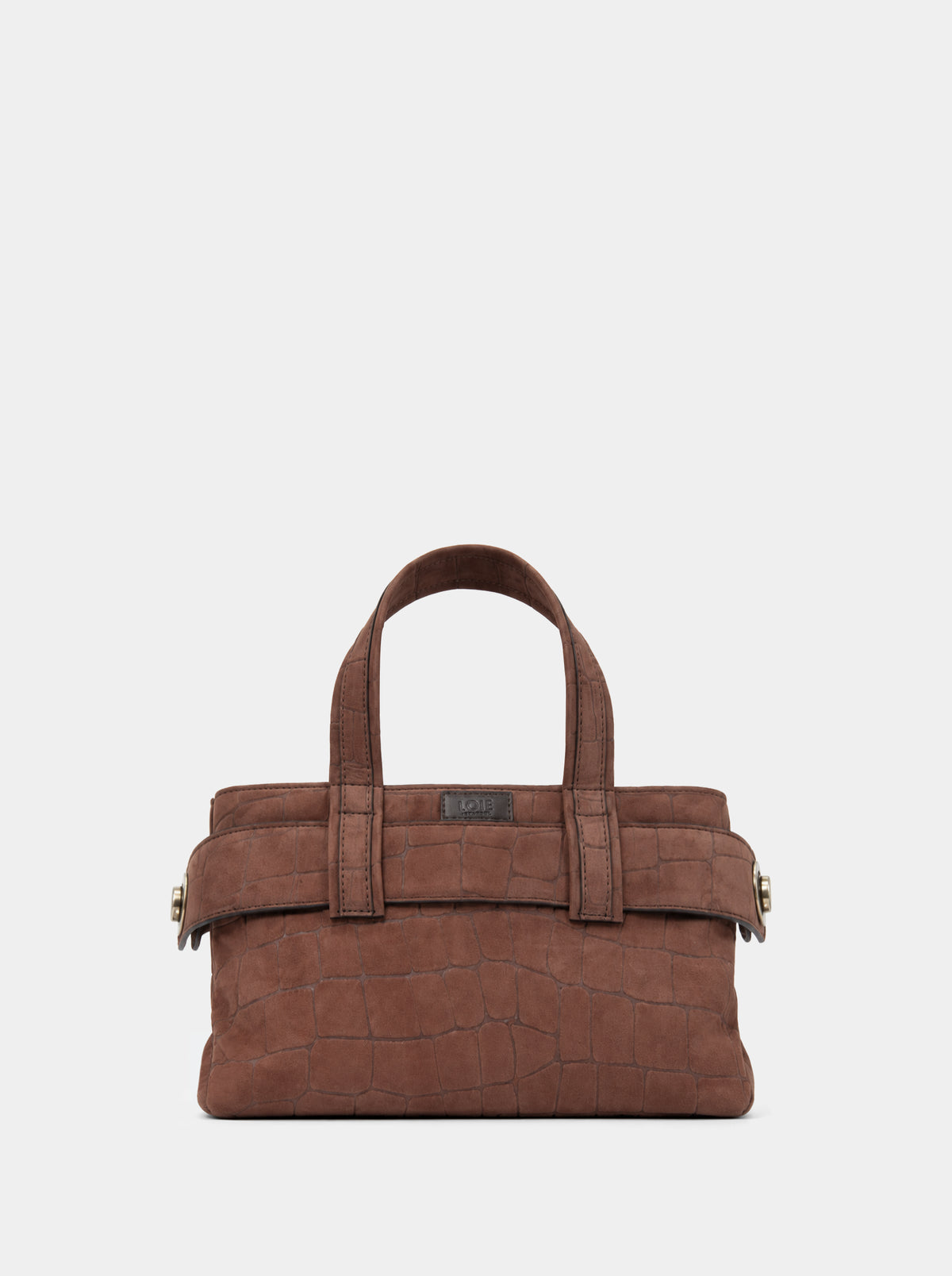 LAUREN MINI BROWN CROCO SUEDE BAG