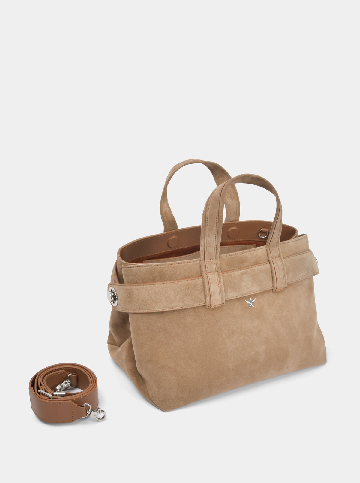 LAUREN LIGHT CAMEL SUEDE BAG