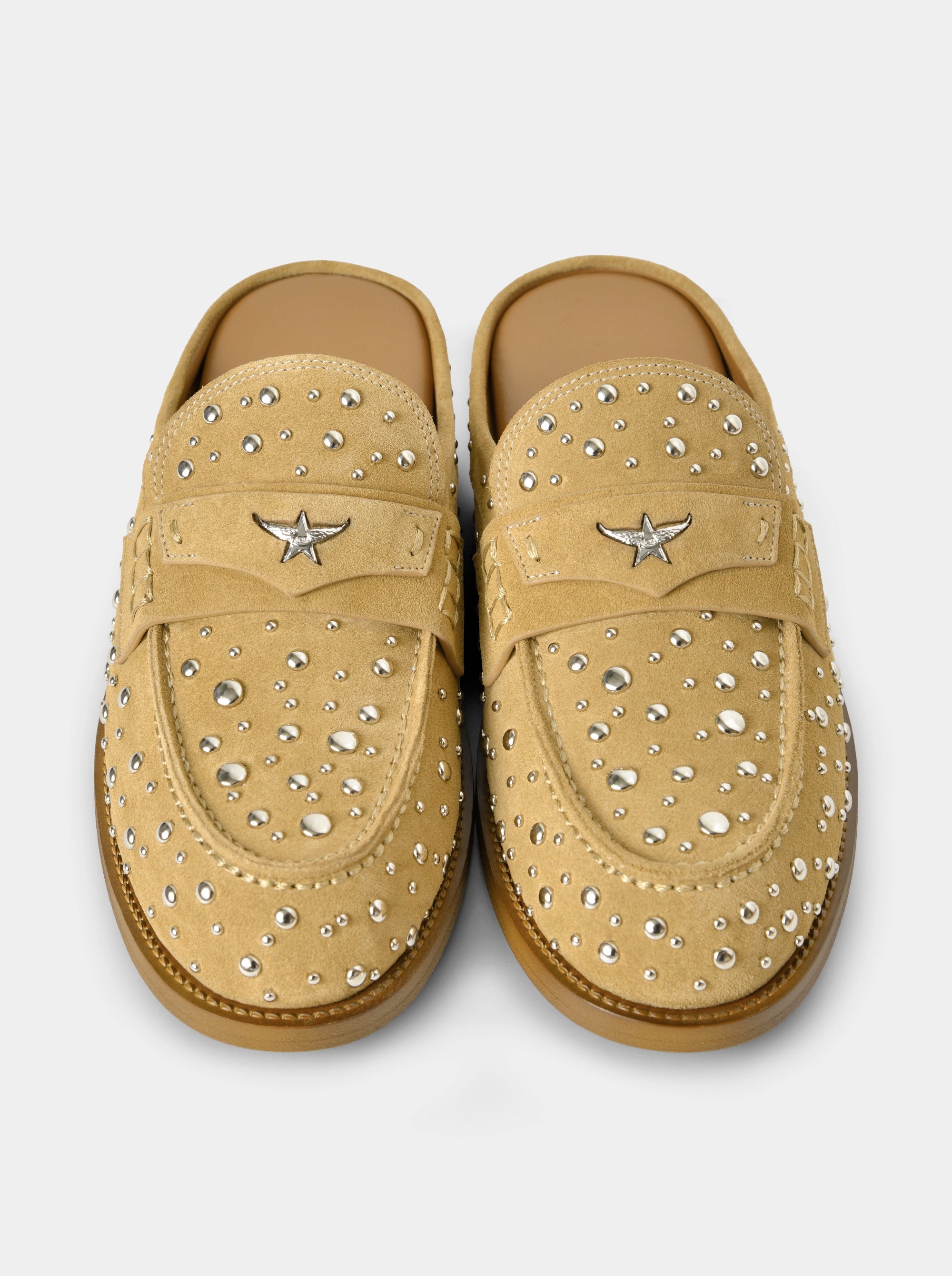 MAMO PING CAMEL SUEDE MULES SLIPPERS