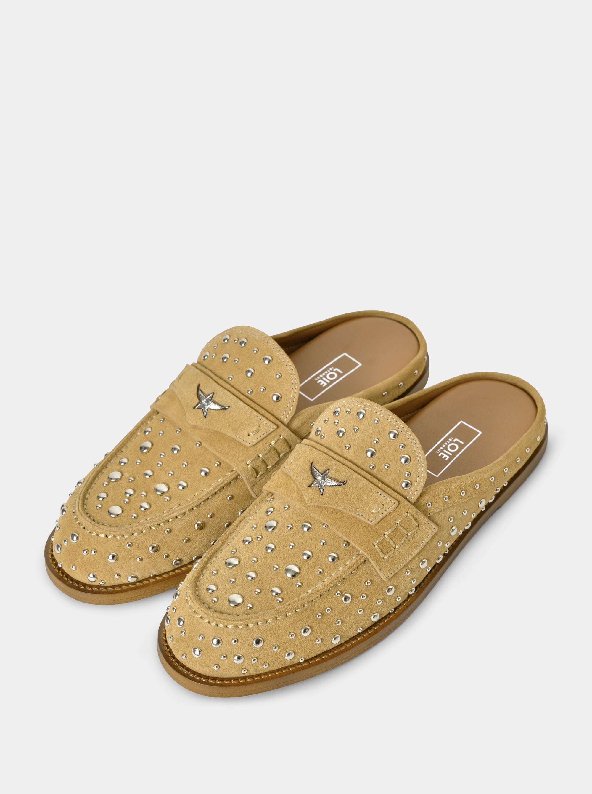MAMO PING CAMEL SUEDE MULES SLIPPERS