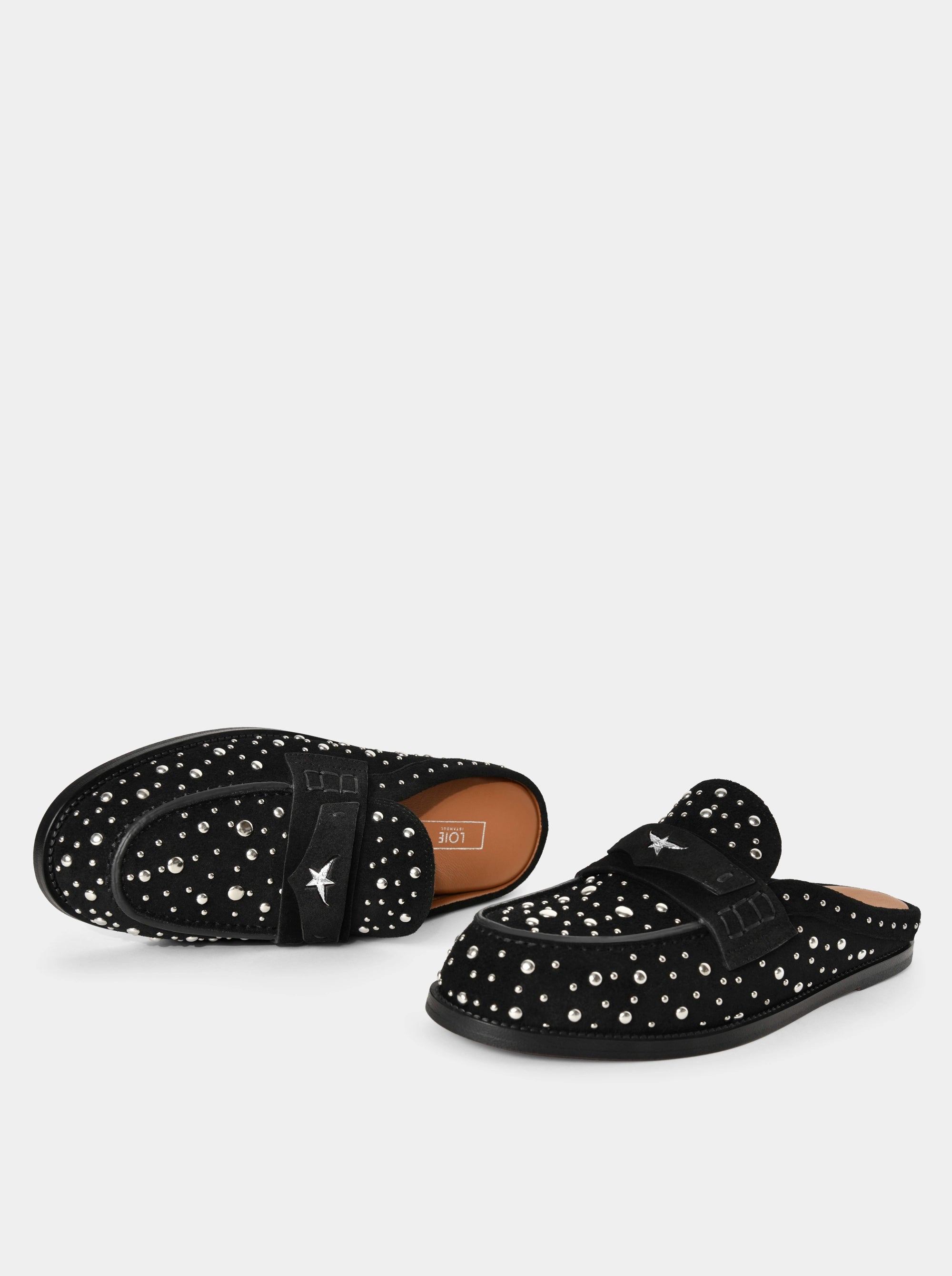 MAMO PING BLACK SUEDE MULES SLIPPERS