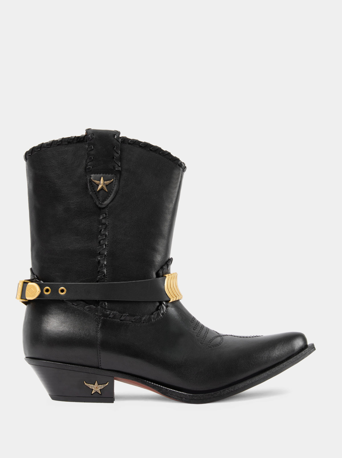 MANDY BLACK LEATHER BOOTIES