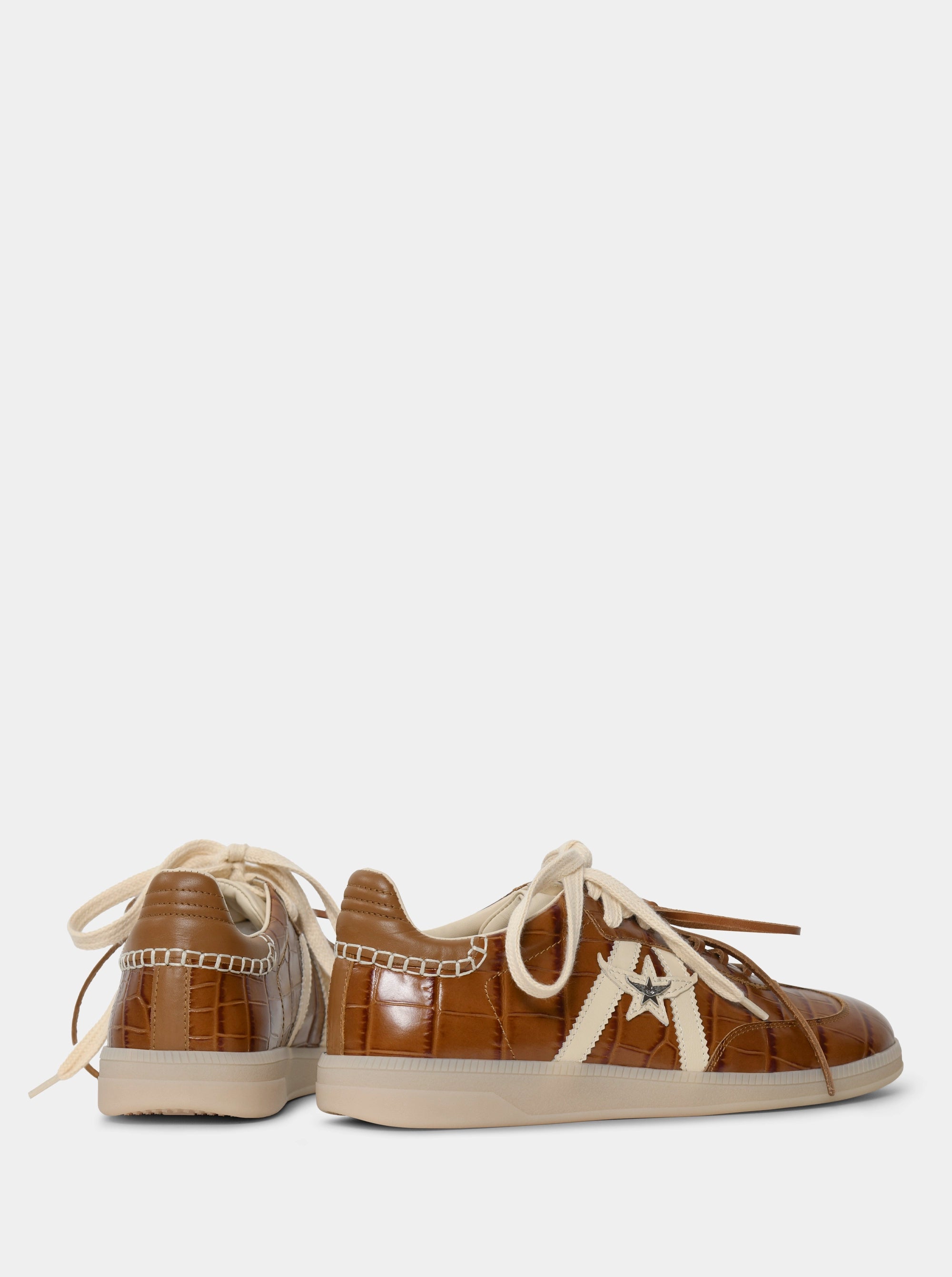 MARTINA CARAMAEL BROWN CROCO SNEAKERS