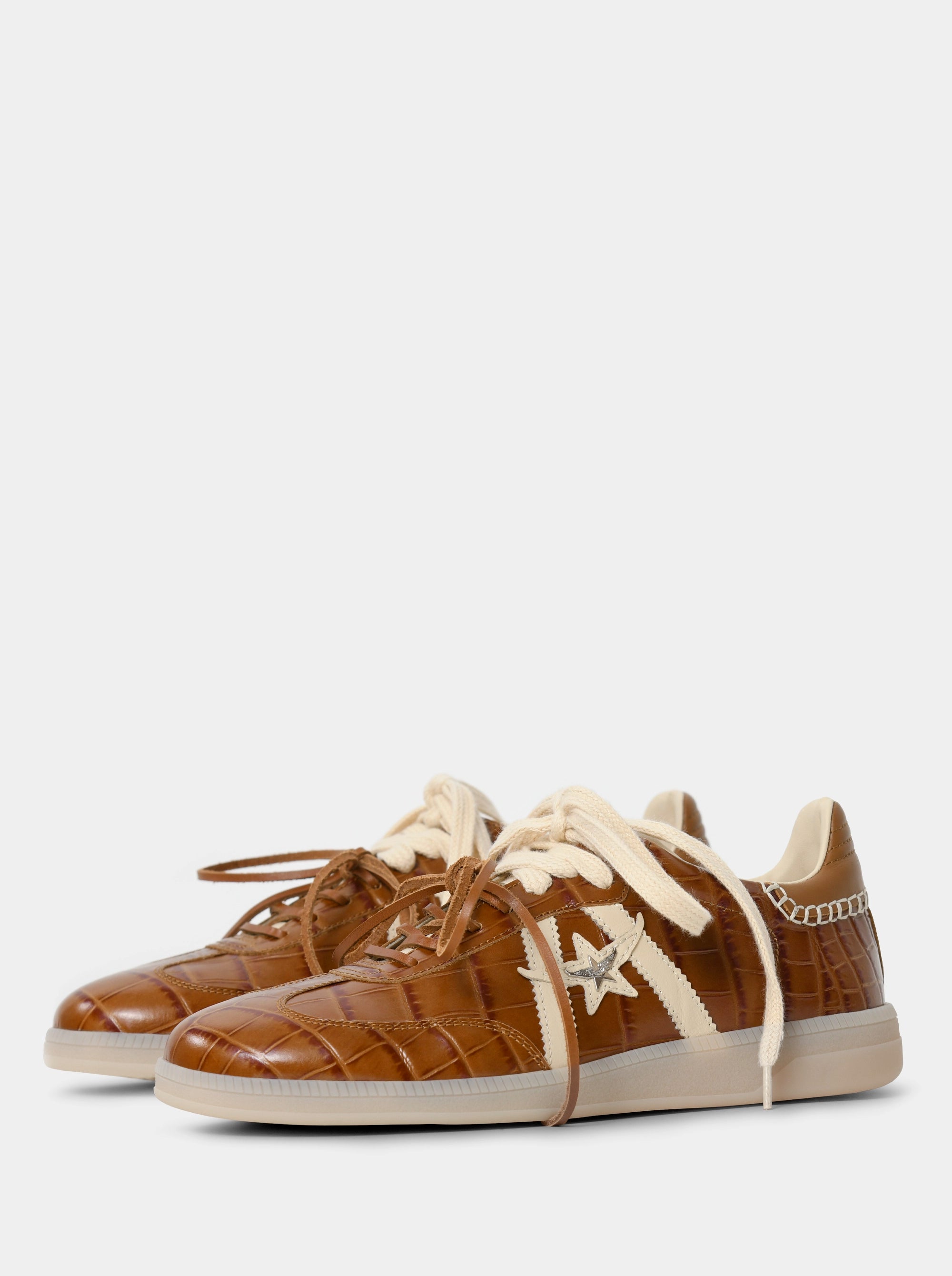 MARTINA CARAMAEL BROWN CROCO SNEAKERS