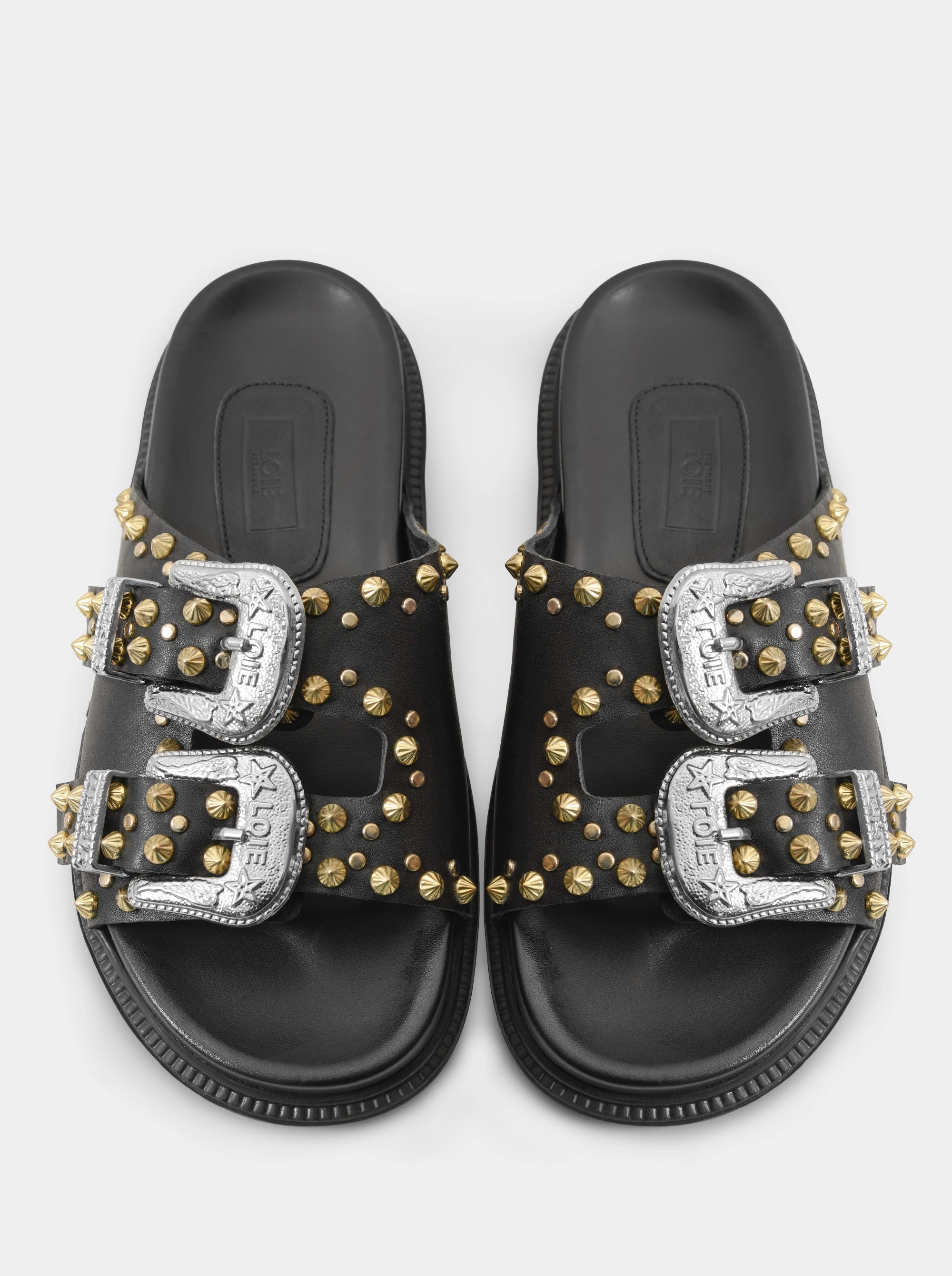 MEDISON BLACK LEATHER SLIPPERS