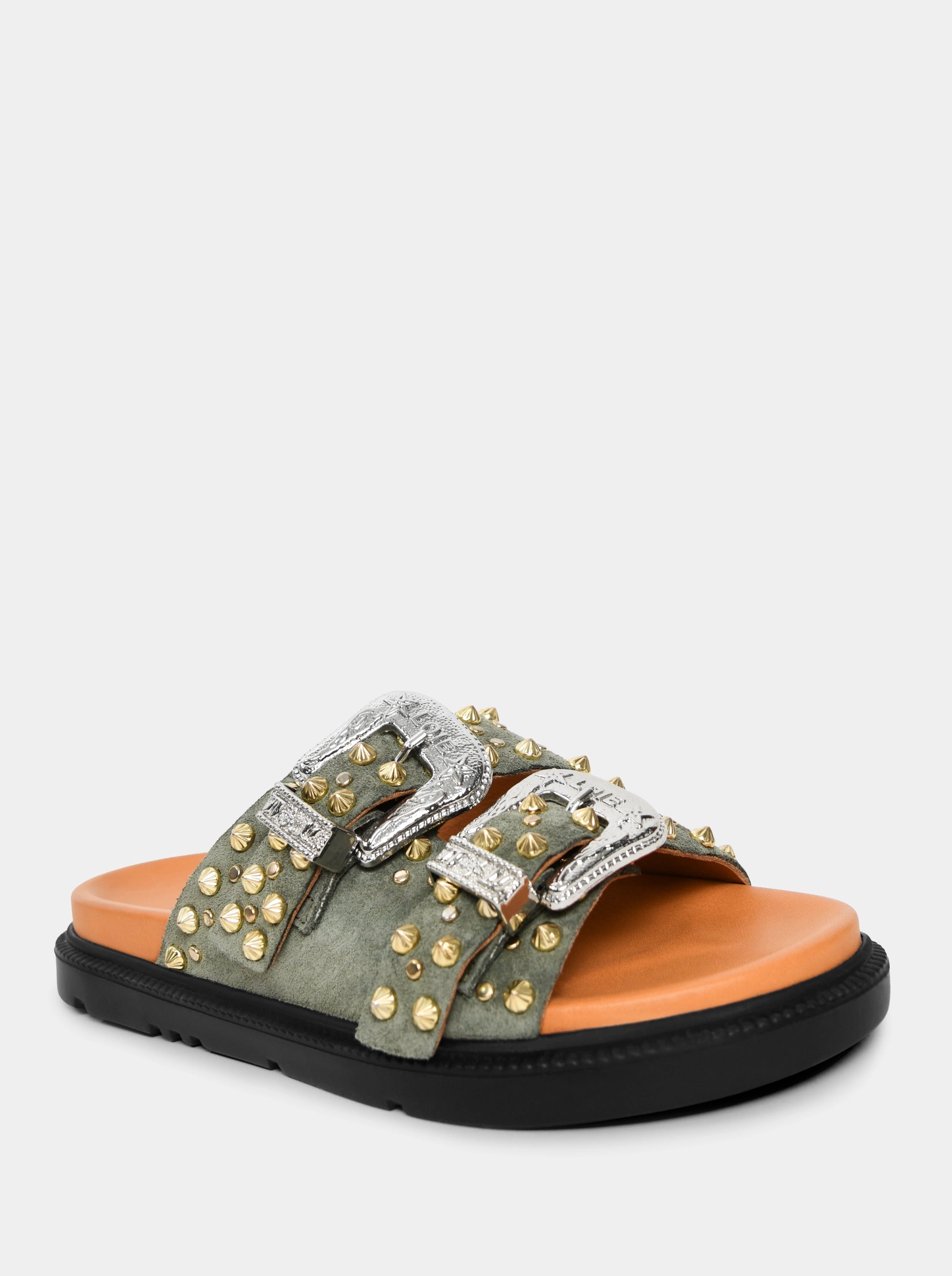 MEDISON GREEN SUEDE SLIPPERS
