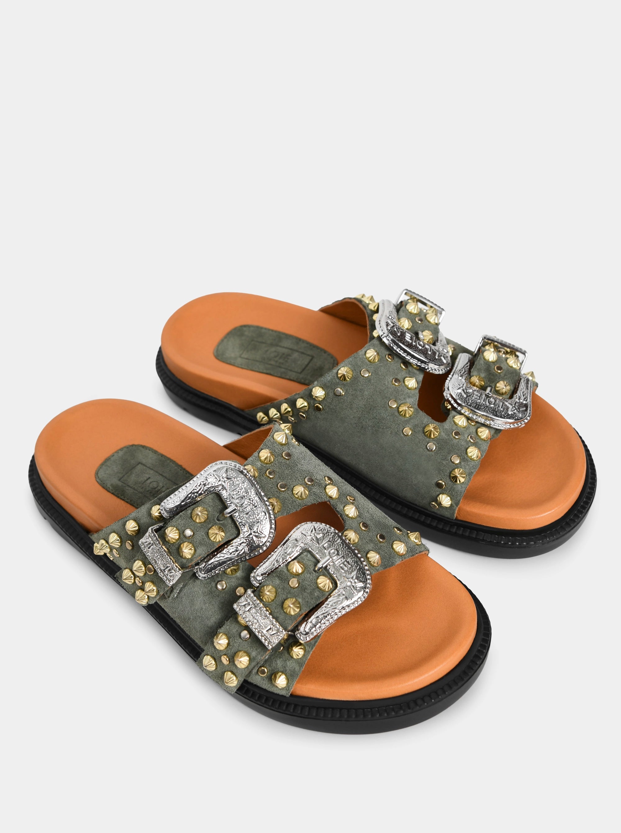 MEDISON GREEN SUEDE SLIPPERS