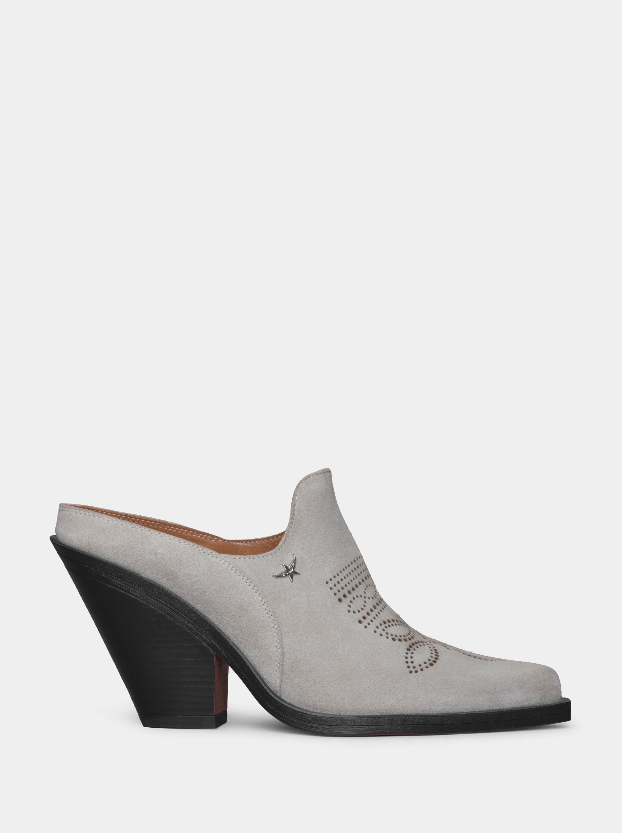 MONICA GREY SUEDE SLIPPERS