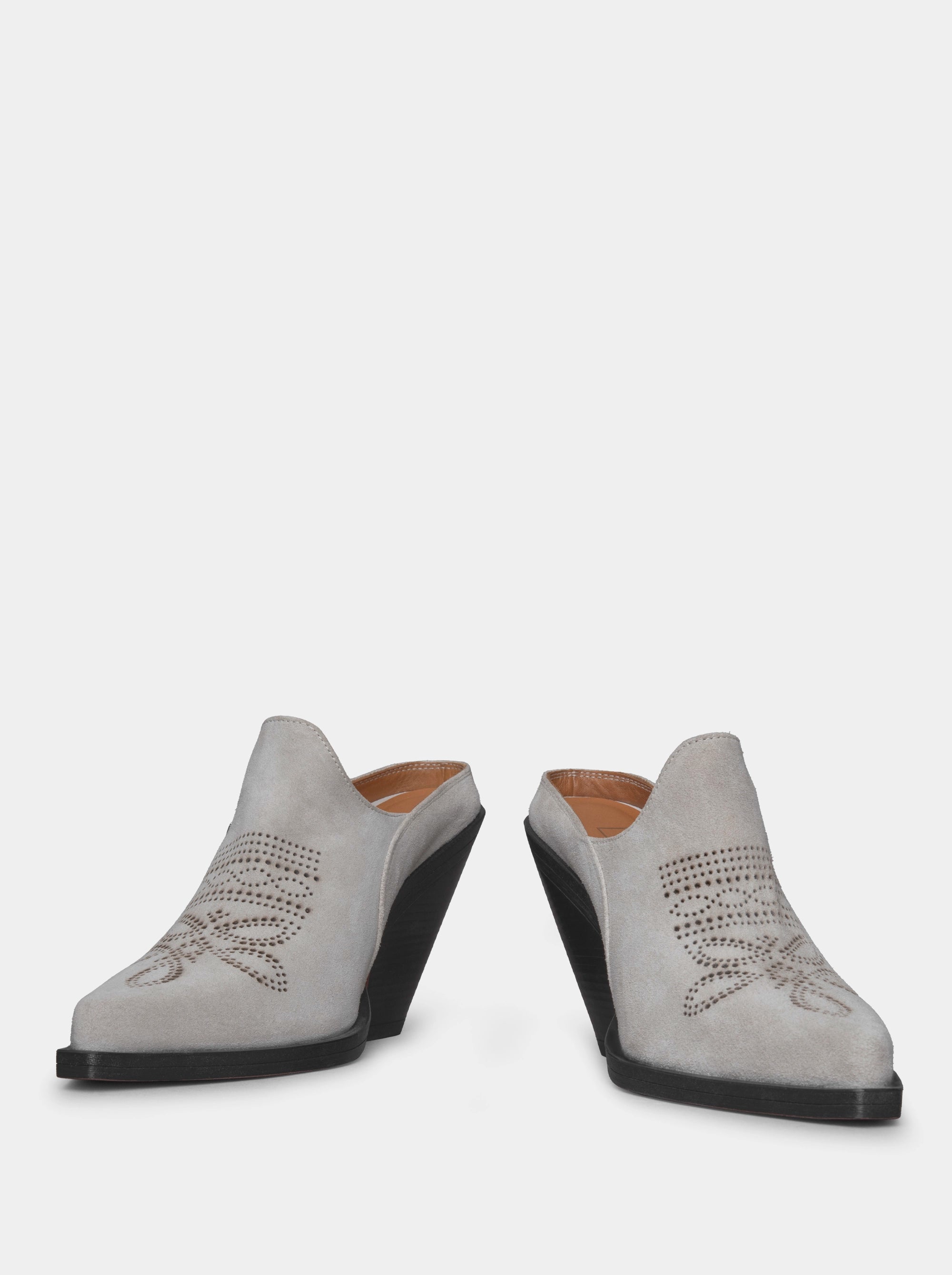 MONICA GREY SUEDE SLIPPERS