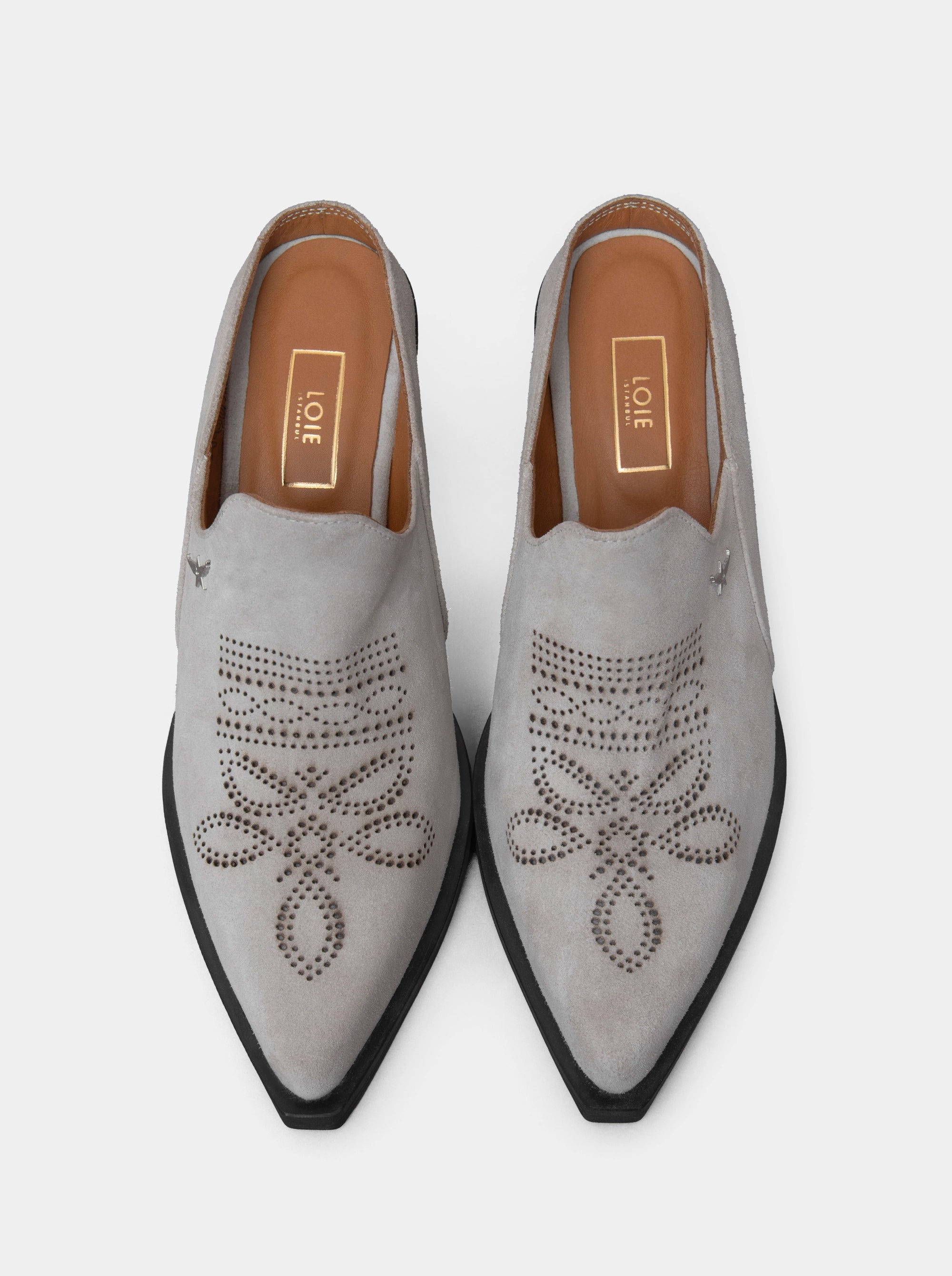 MONICA GREY SUEDE SLIPPERS