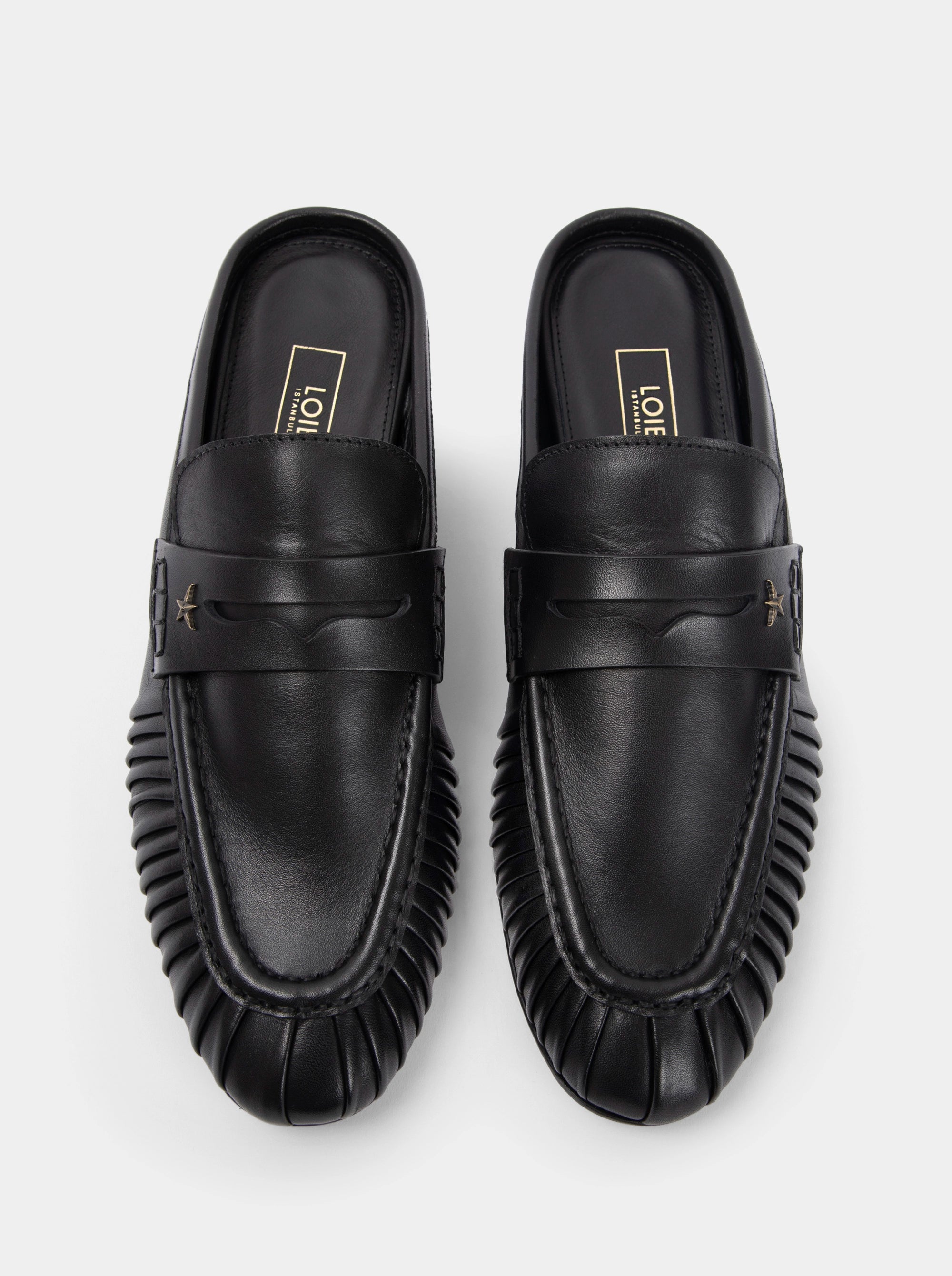 MONTPELIER BLACK LEATHER SLIPPERS