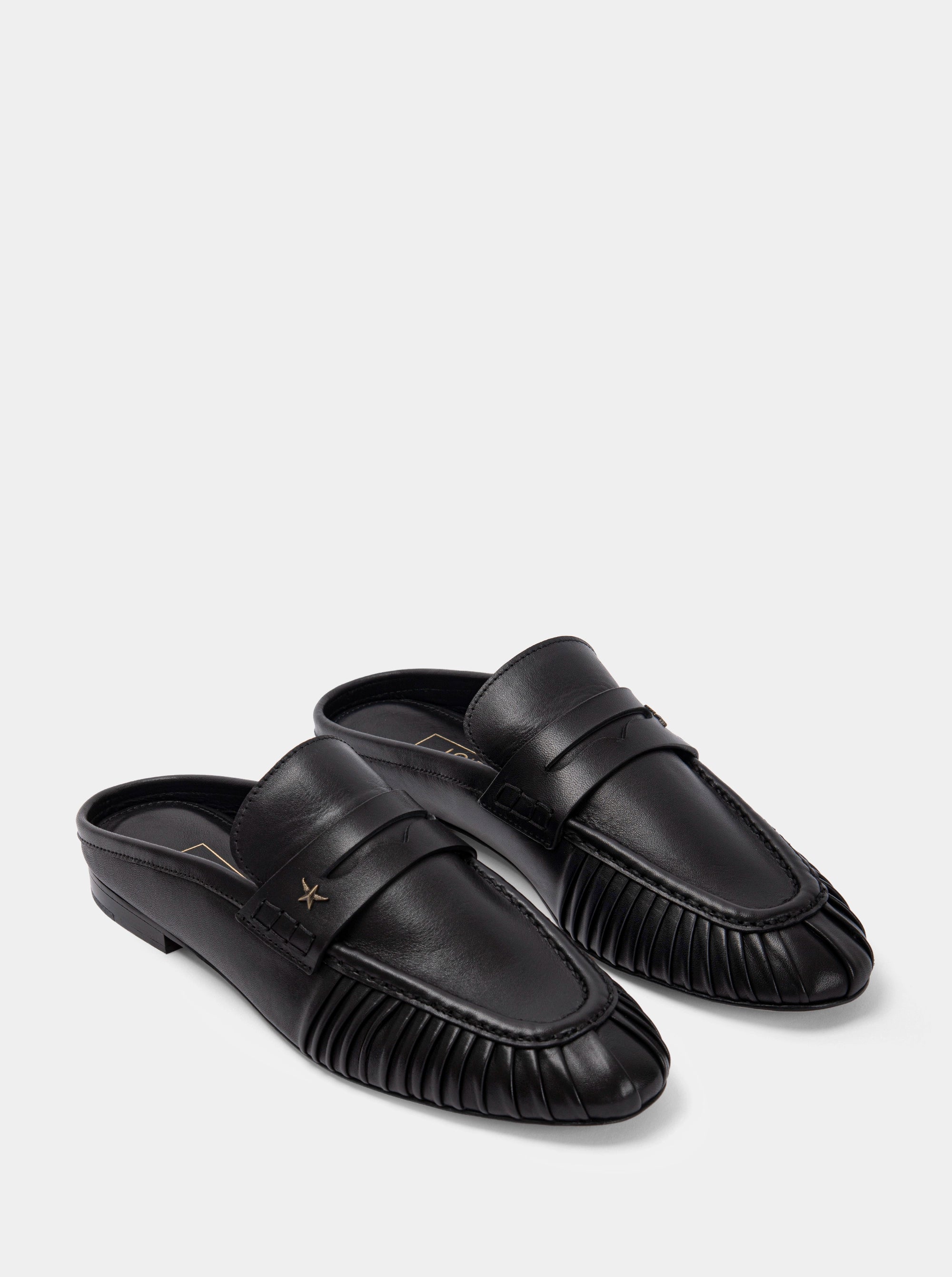 MONTPELIER BLACK LEATHER SLIPPERS