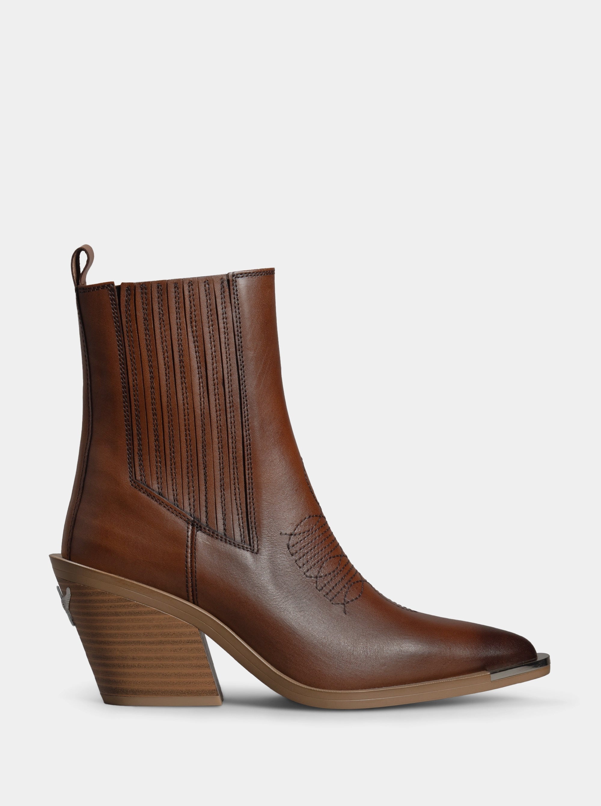 NELLA BROWN SPIRO LEATHER BOOTIES - Main Image