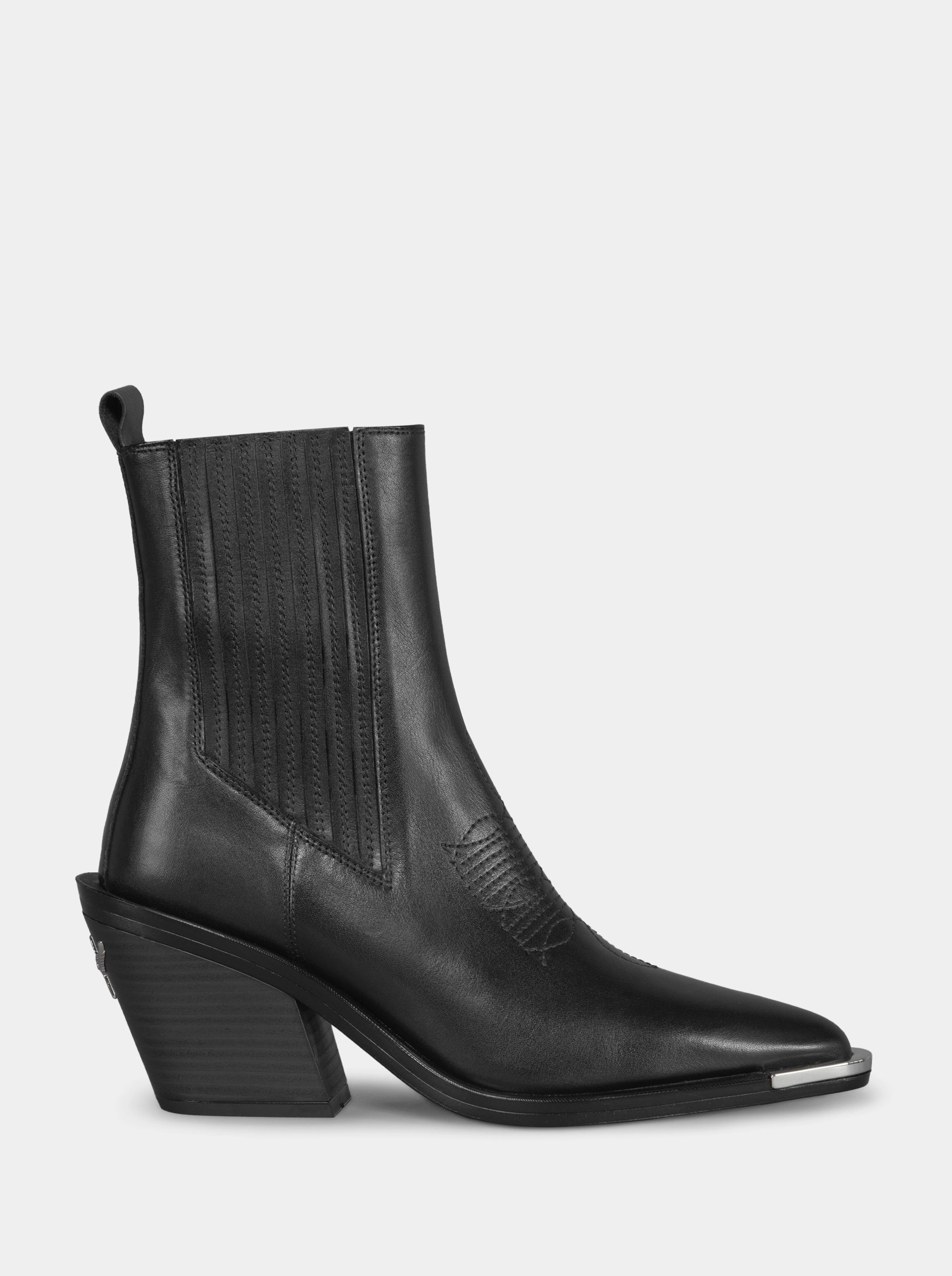 NELLA BLACK LEATHER BOOTIES