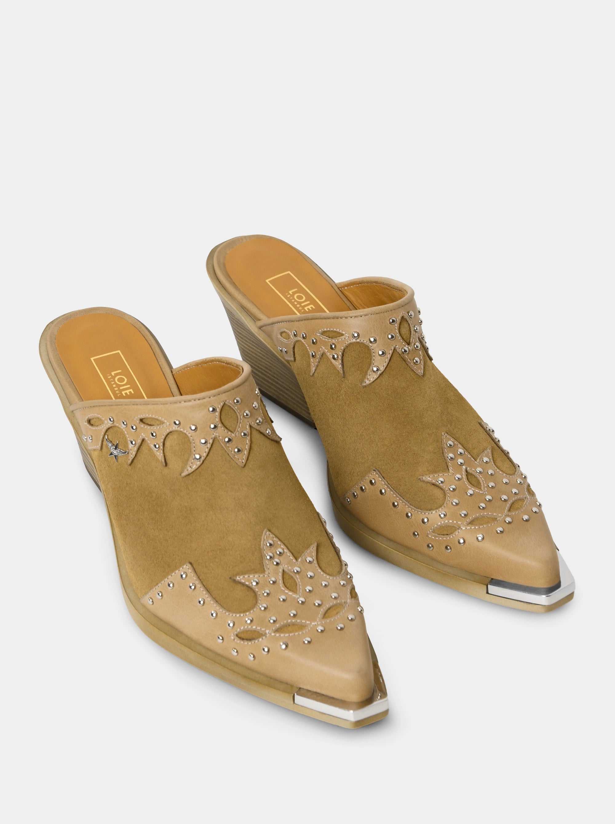 NEW VIVA CAMEL SUEDE MULES SLIPPERS