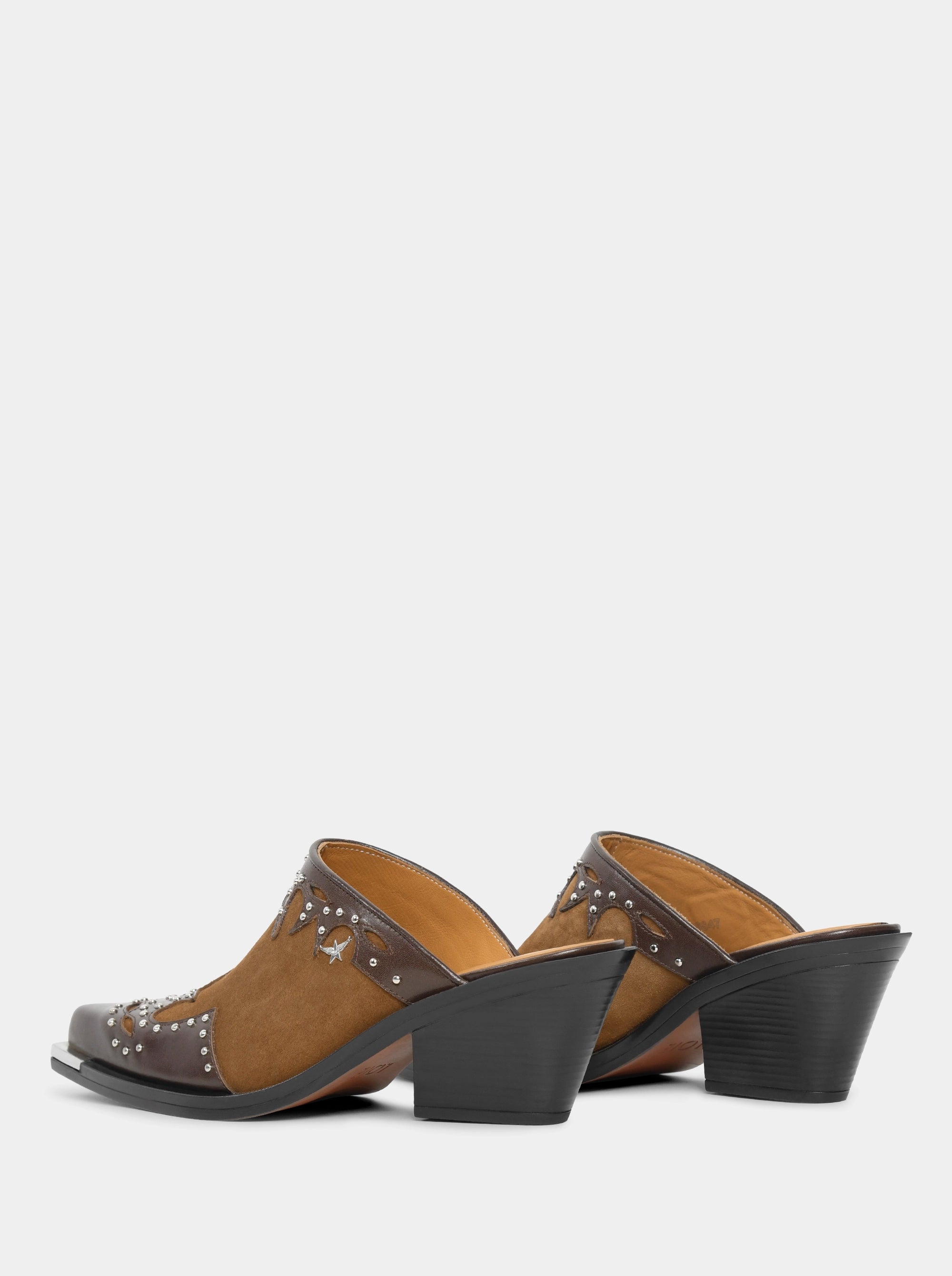 NEW VIVA BROWN LEATHER MULES SLIPPERS