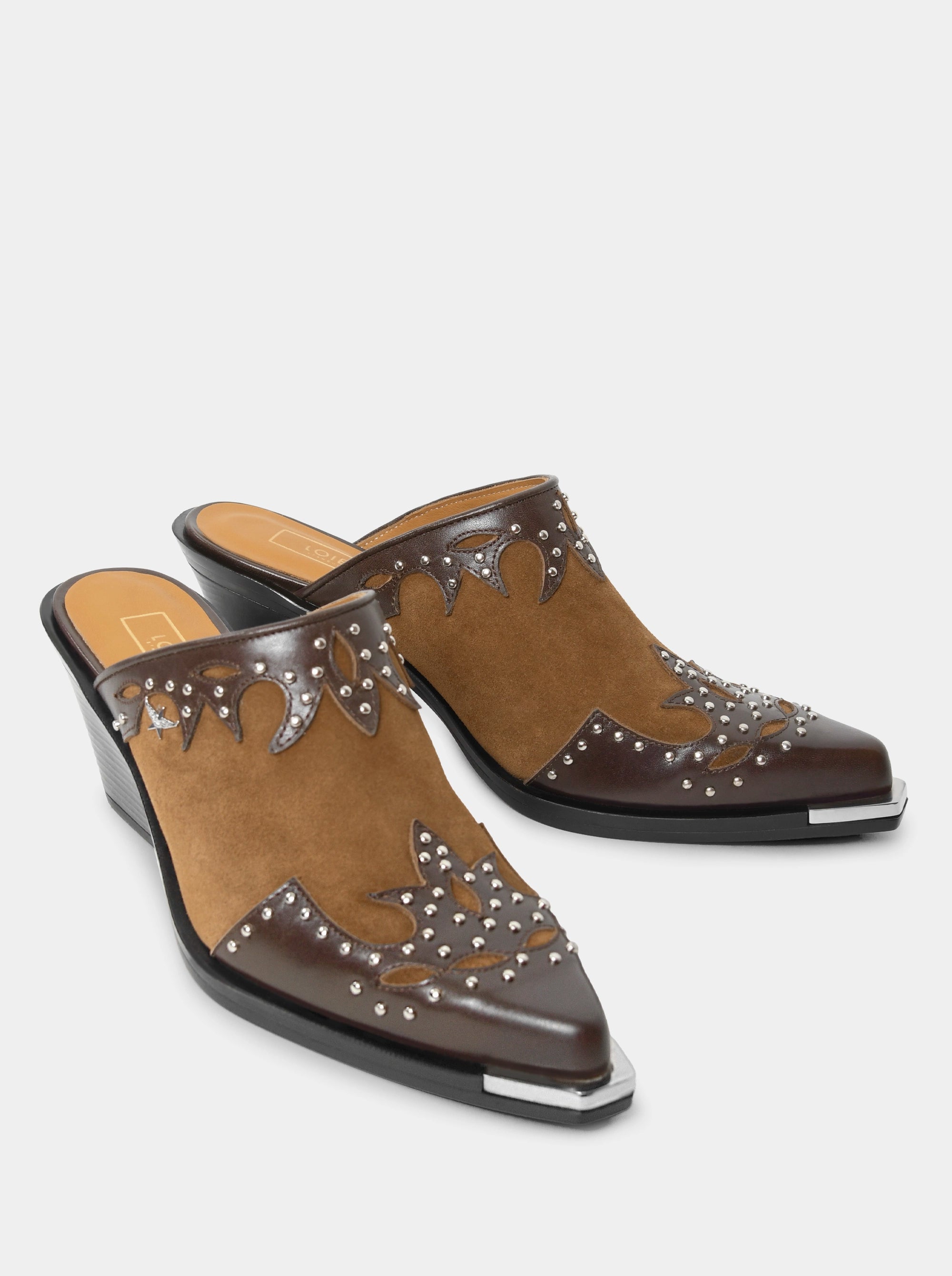 NEW VIVA BROWN LEATHER MULES SLIPPERS