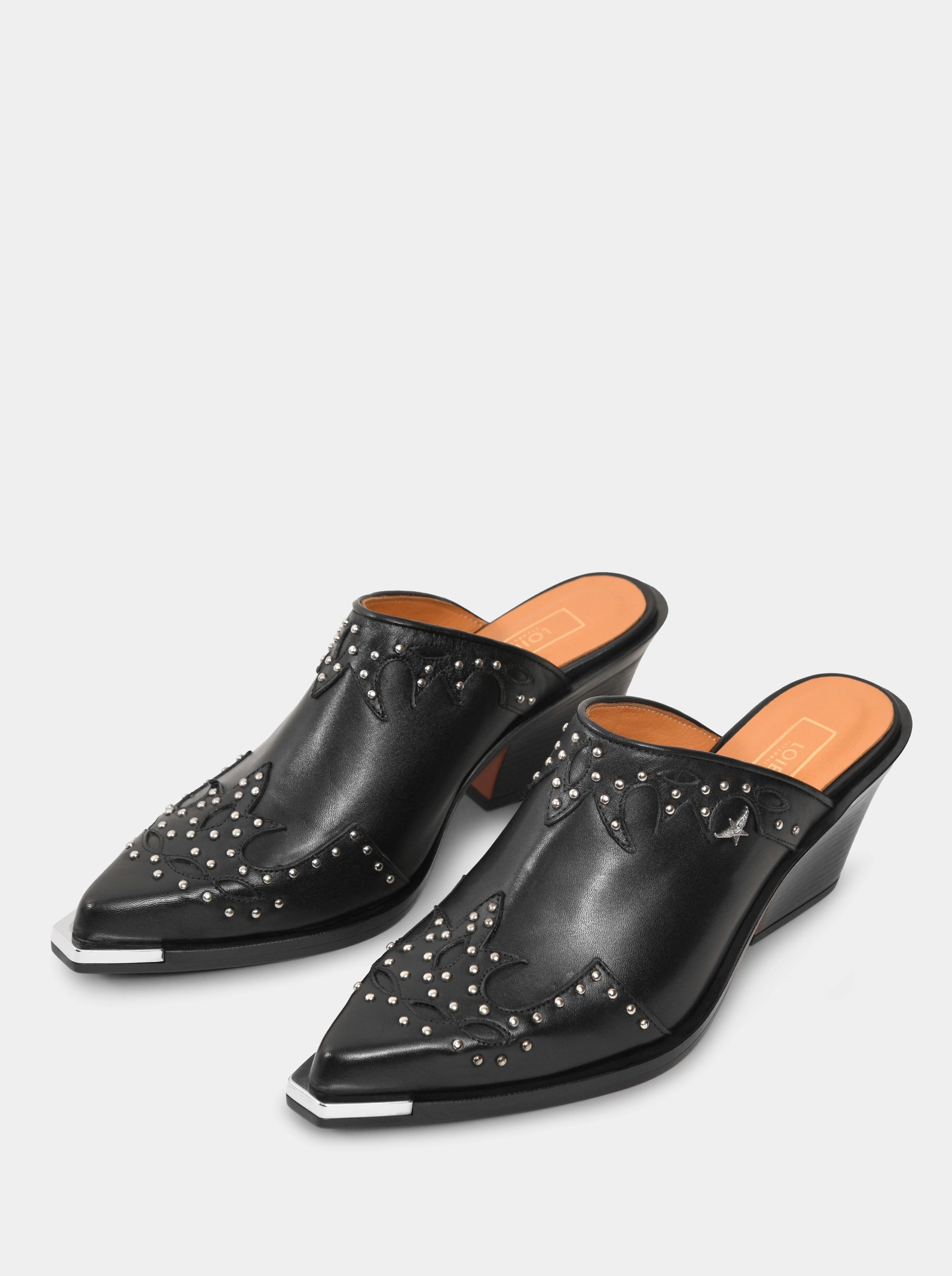 NEW VIVA BLACK LEATHER MULES SLIPPERS