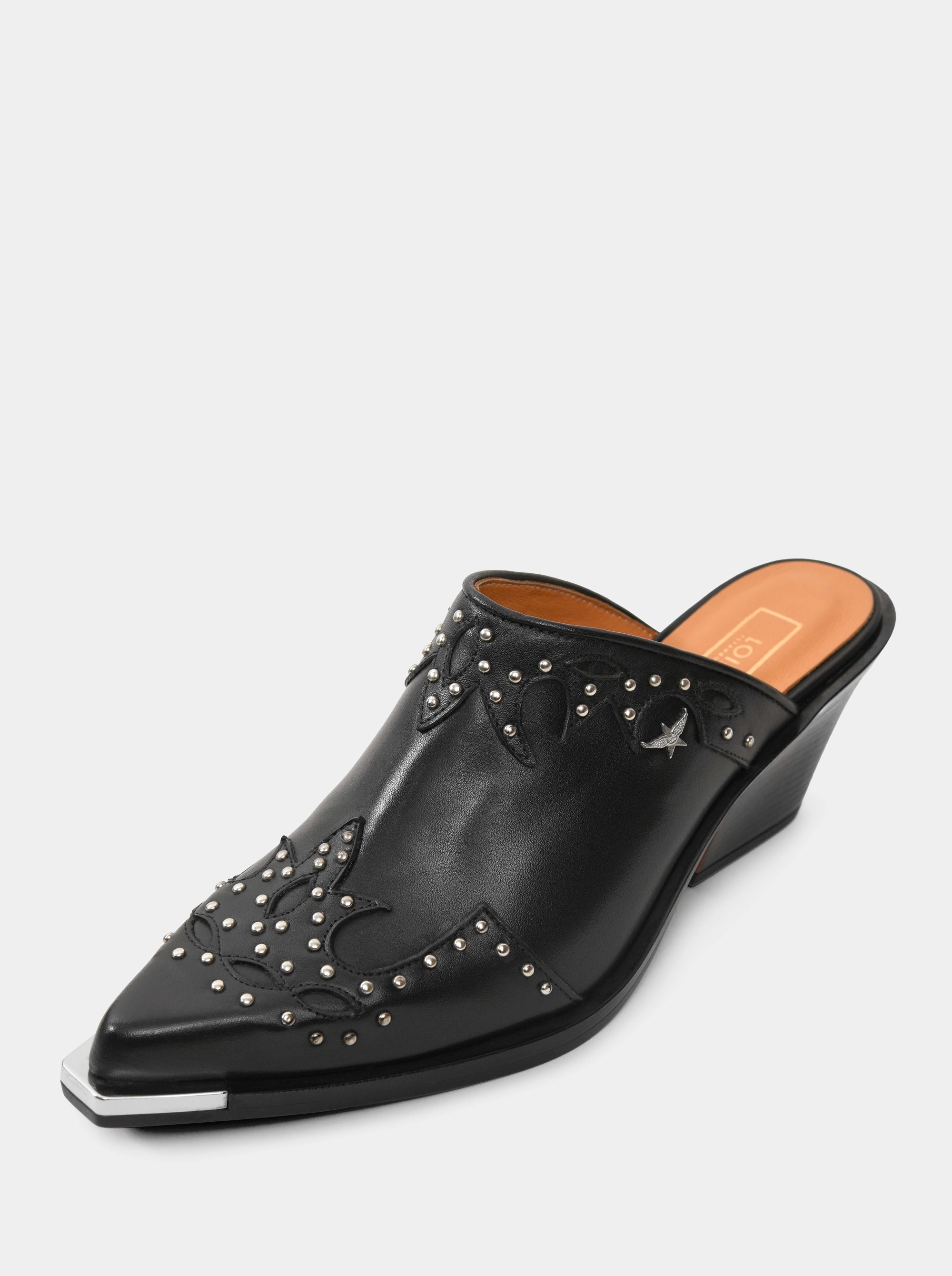NEW VIVA BLACK LEATHER MULES SLIPPERS