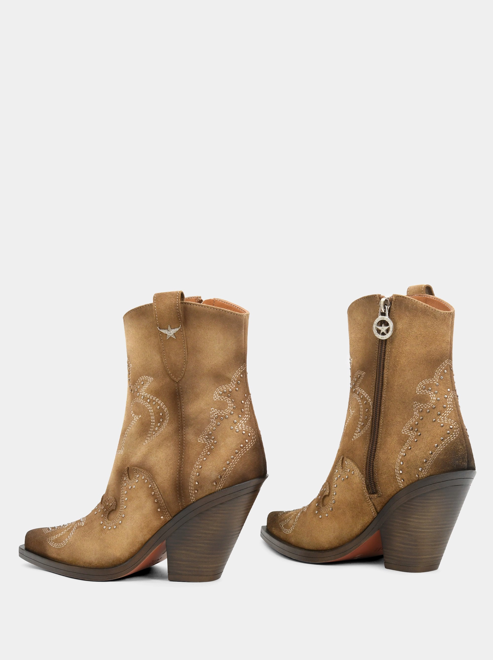 PALM MUSCADE SUEDE BOOTIES