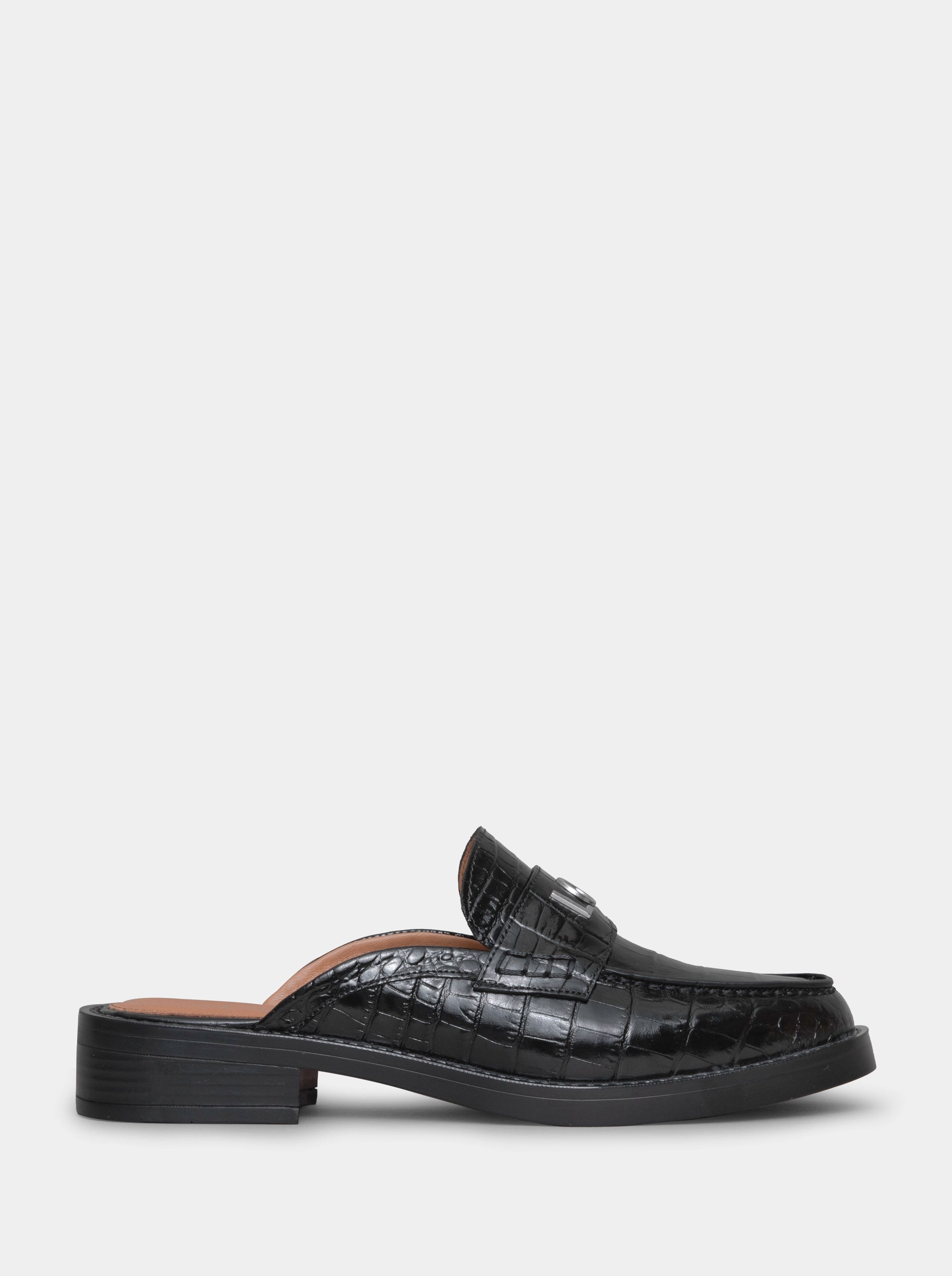 PEPE BLACK CROCO SLIPPERS
