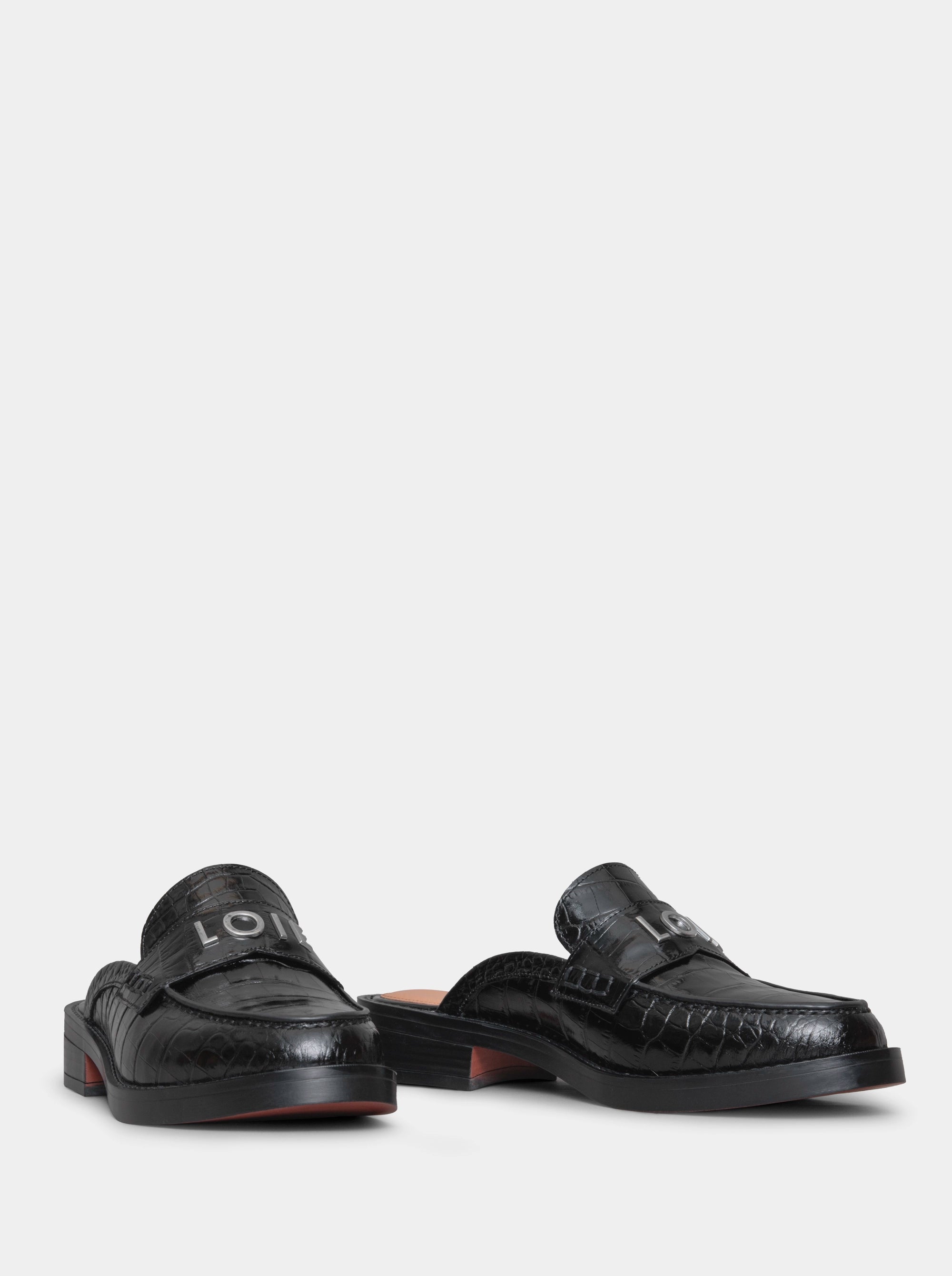 PEPE BLACK CROCO SLIPPERS