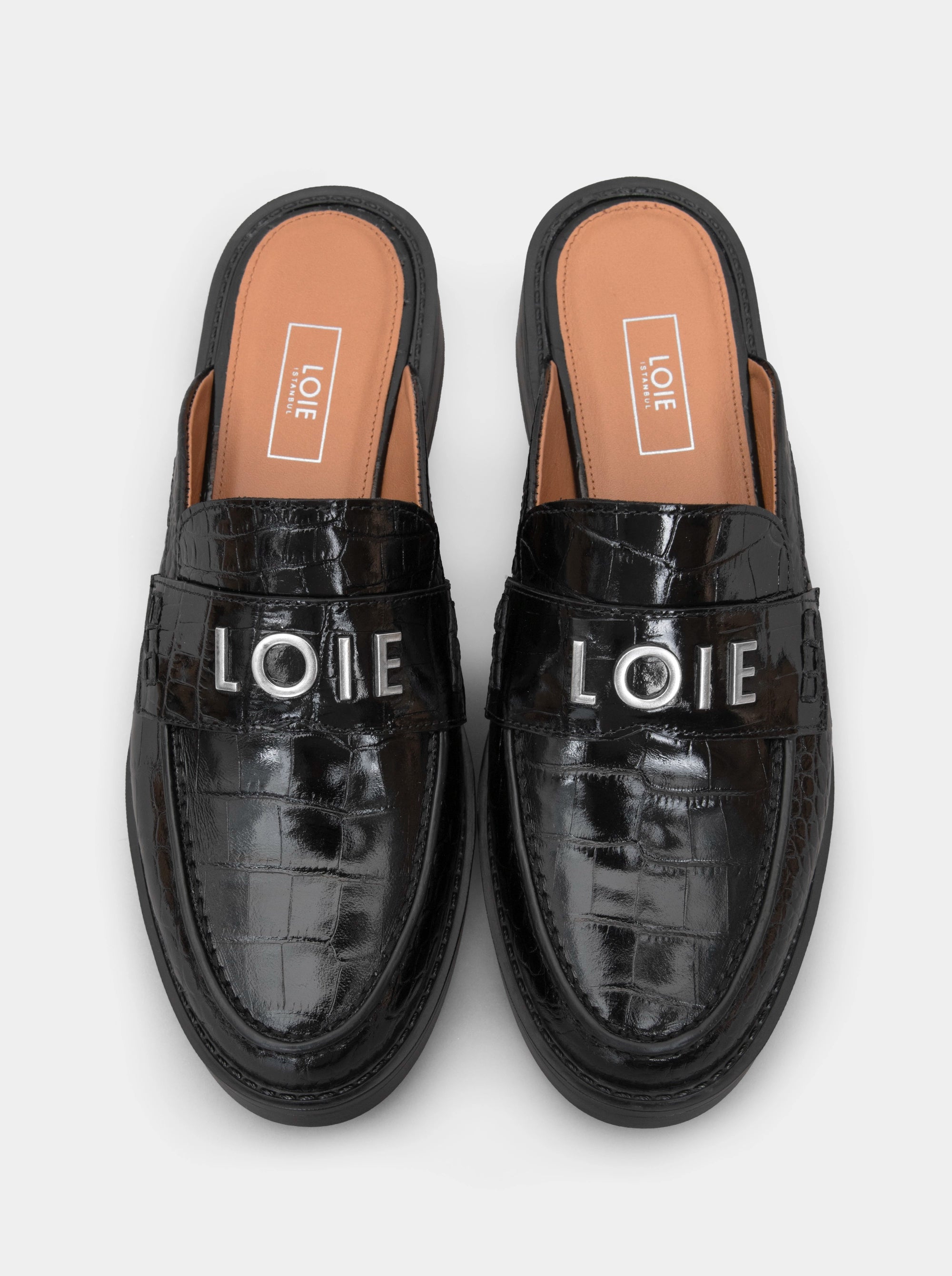 PEPE BLACK CROCO SLIPPERS