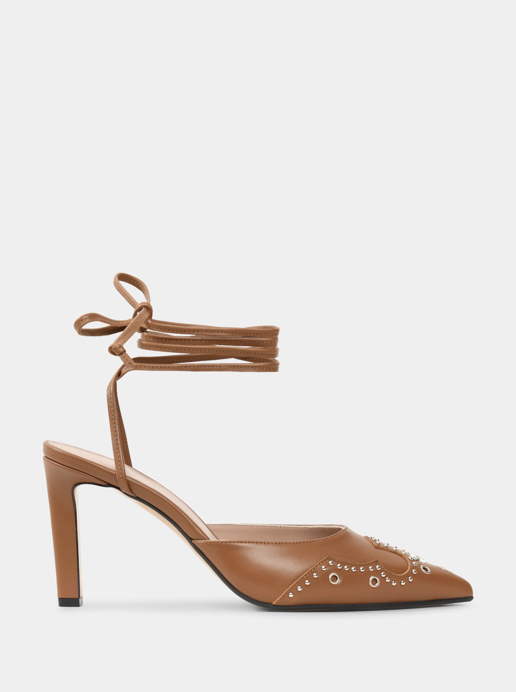 PERLA CARAMEL BROWN LEATHER SLIPPERS