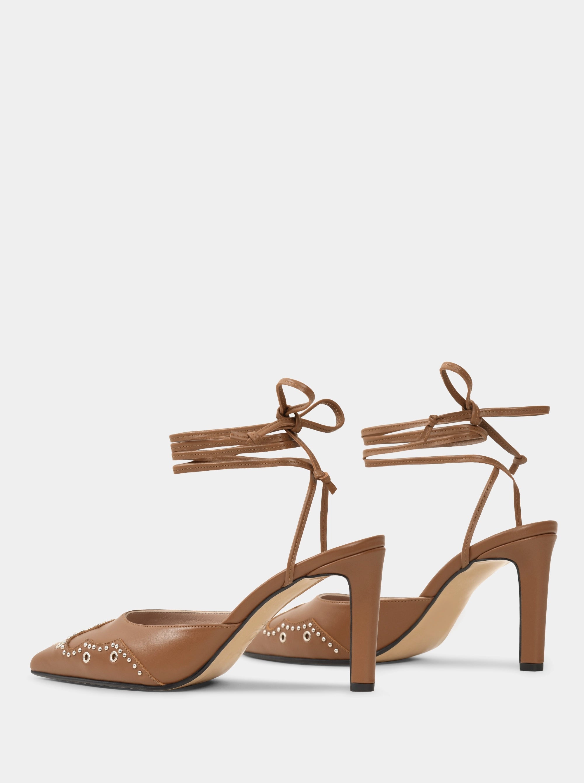 PERLA CARAMEL BROWN LEATHER SLIPPERS