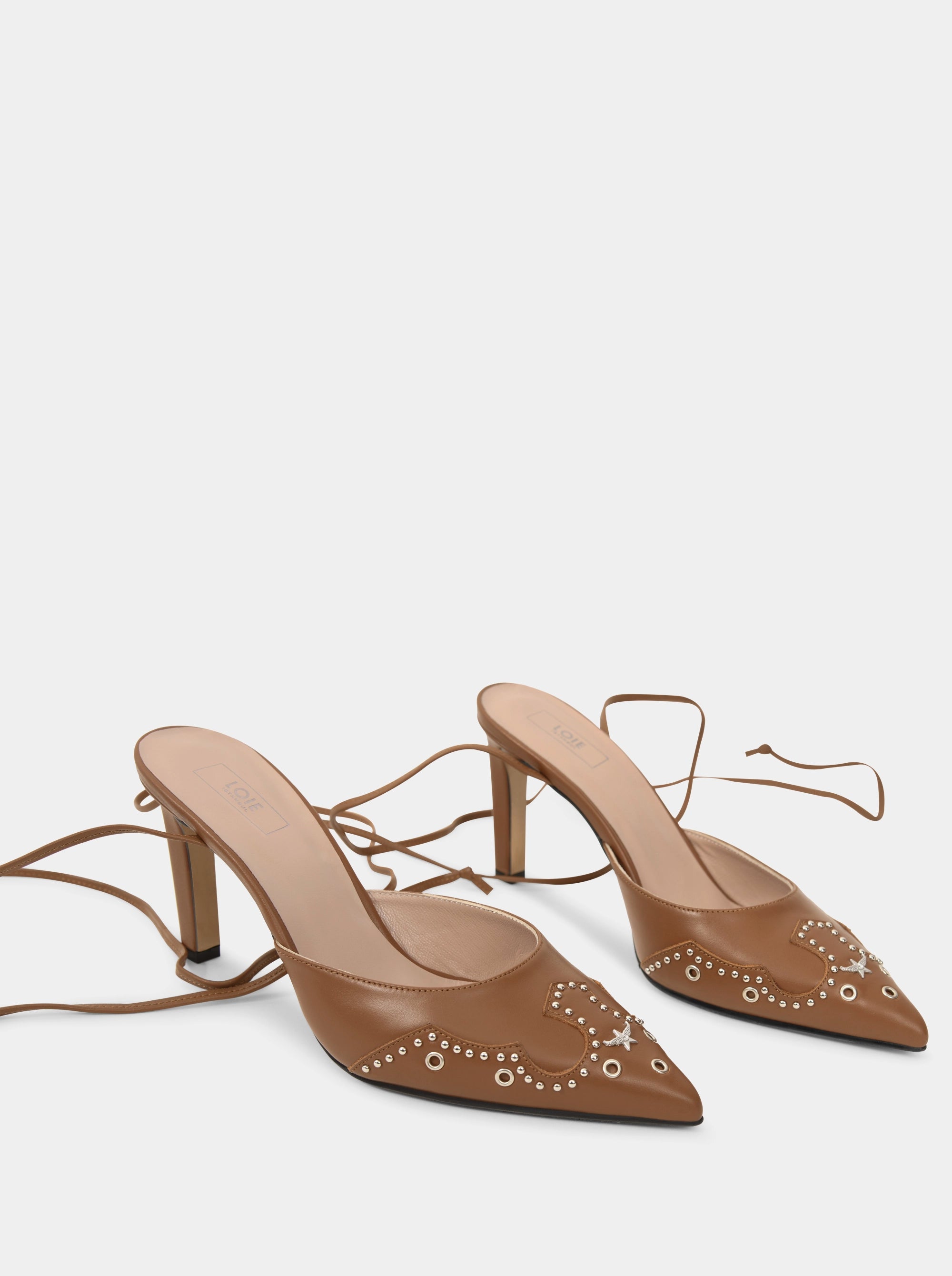PERLA CARAMEL BROWN LEATHER SLIPPERS