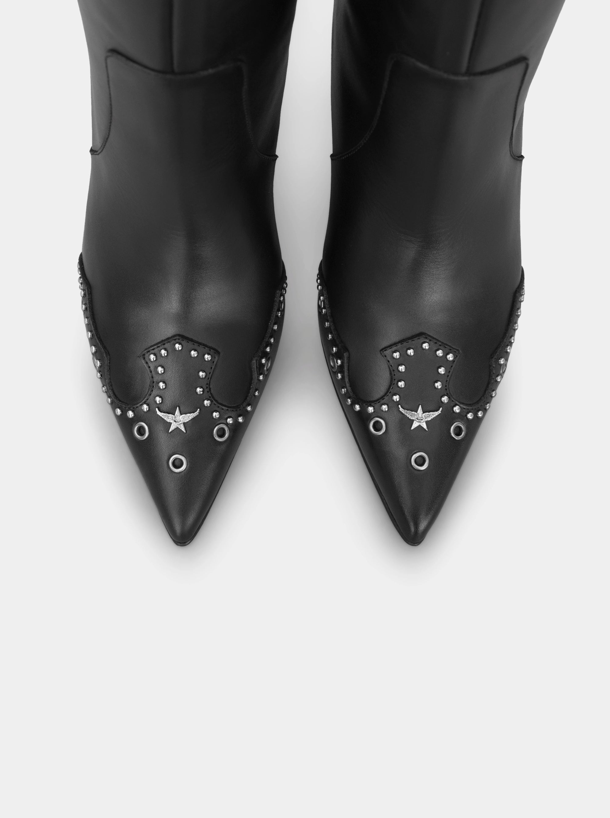 PERLA BLACK LEATHER BOOTIES