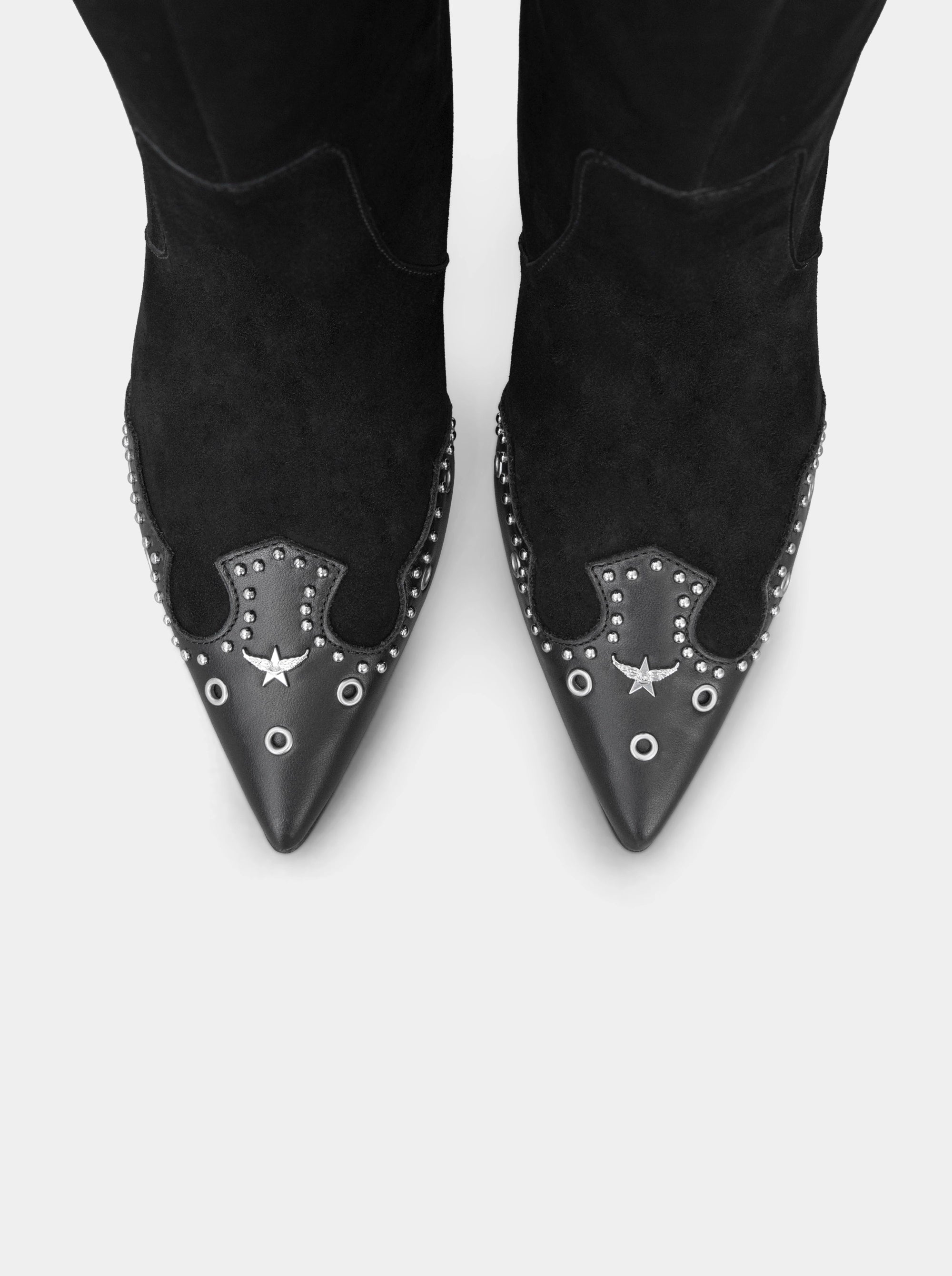 PERLA BLACK SUEDE BOOTIES