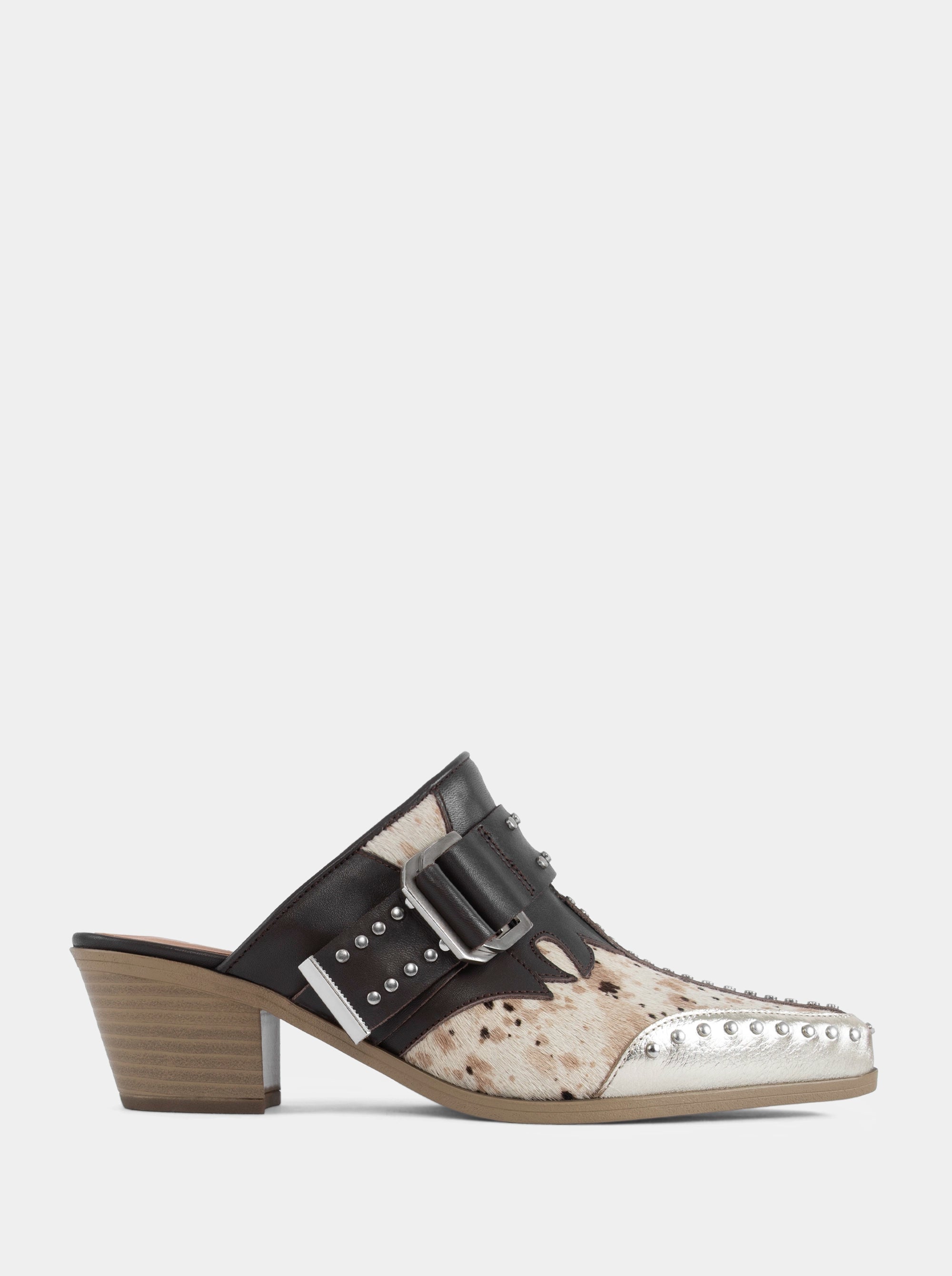 PERY MULES HAIRY LEATHER SLIPPERS