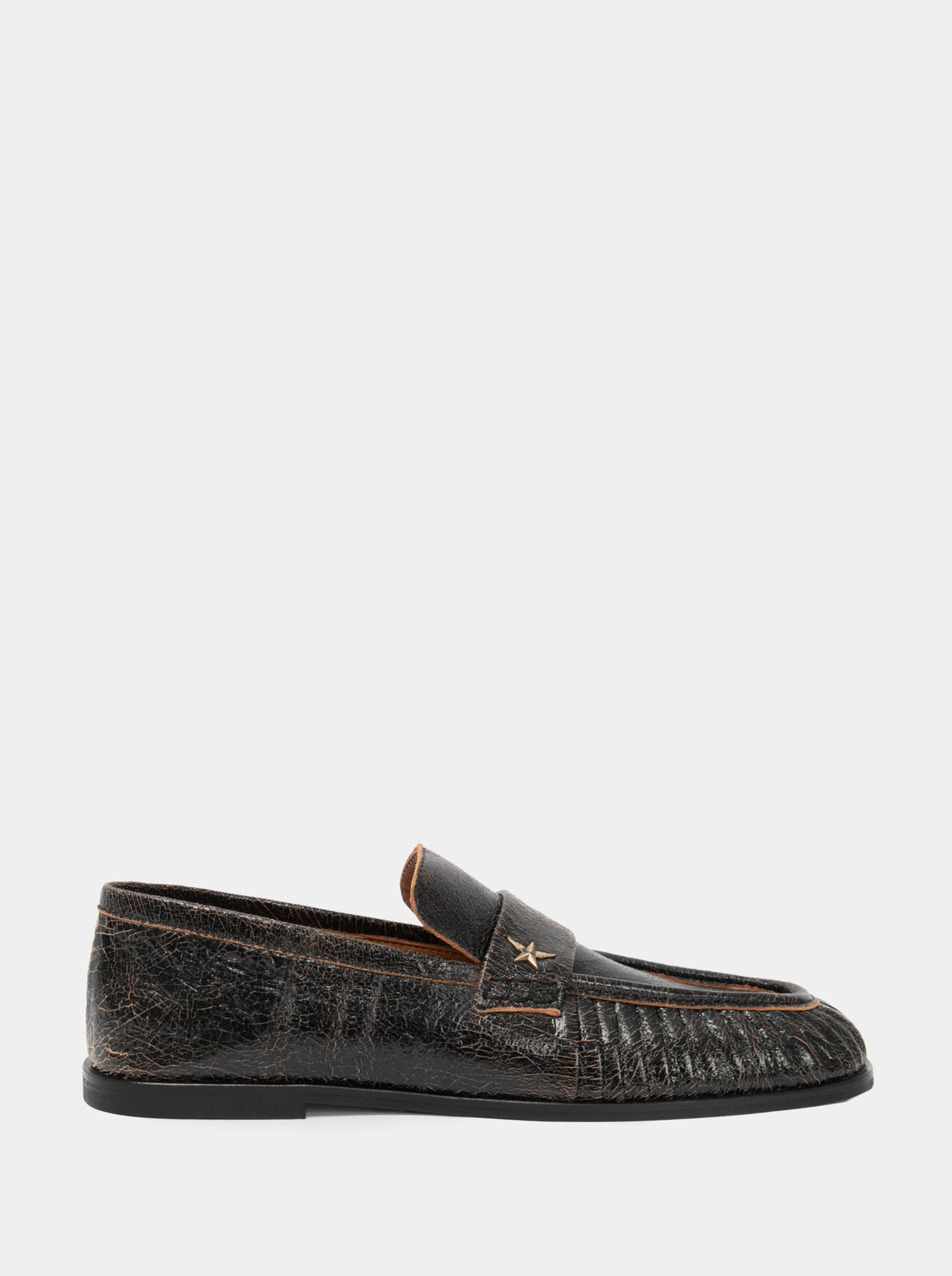 PESO BLACK CRINKLE LEATHER SHOES