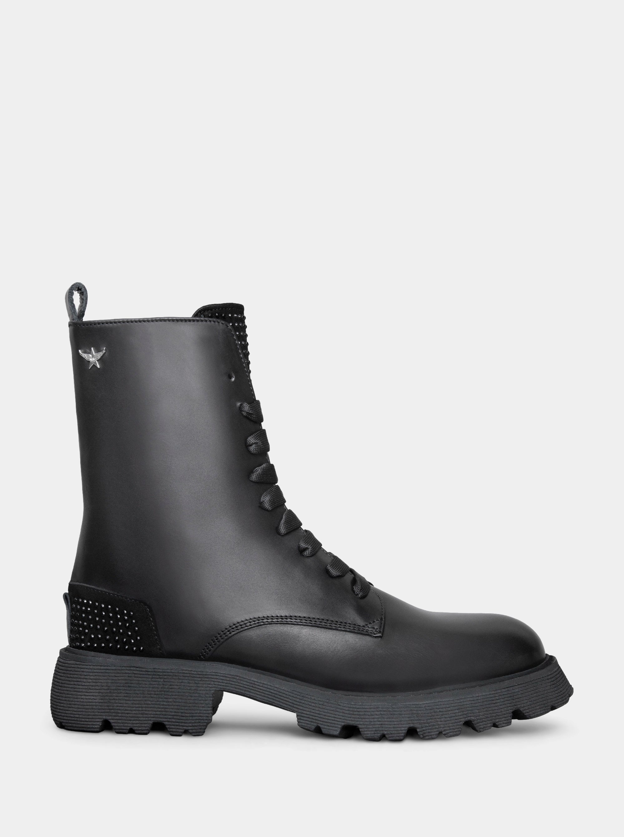 SM-34 POP-UP BLACK LEATHER BOOTIES
