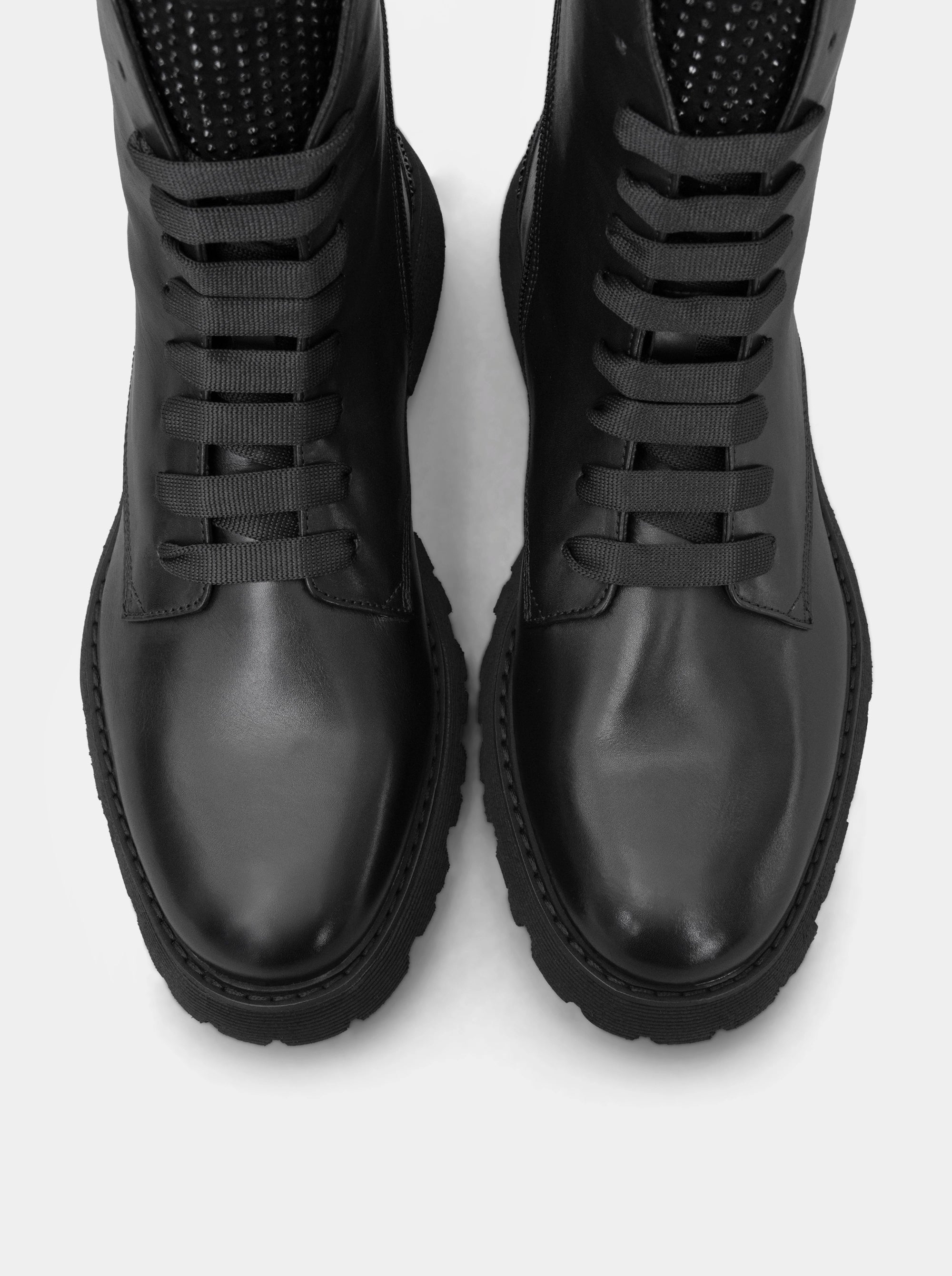 POP-UP BLACK LEATHER BOOTIES