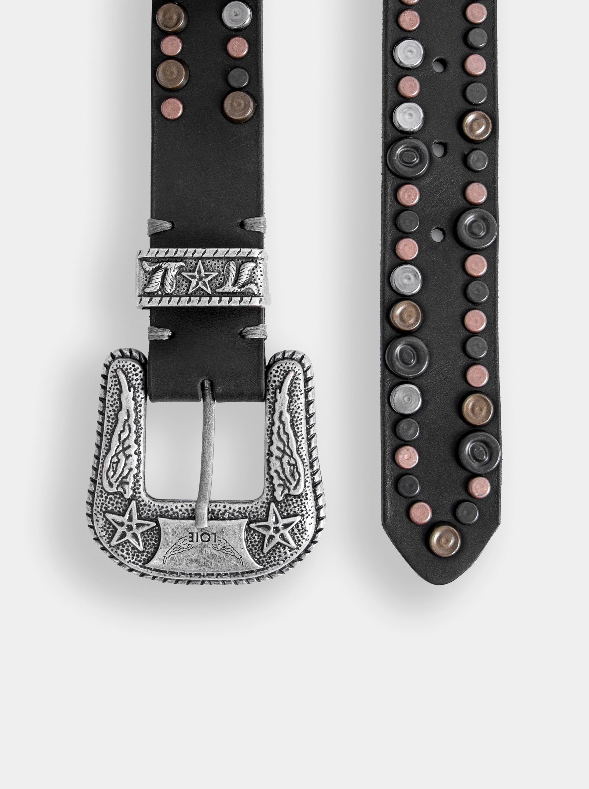 PUNCH BLACK LEATHER BELT