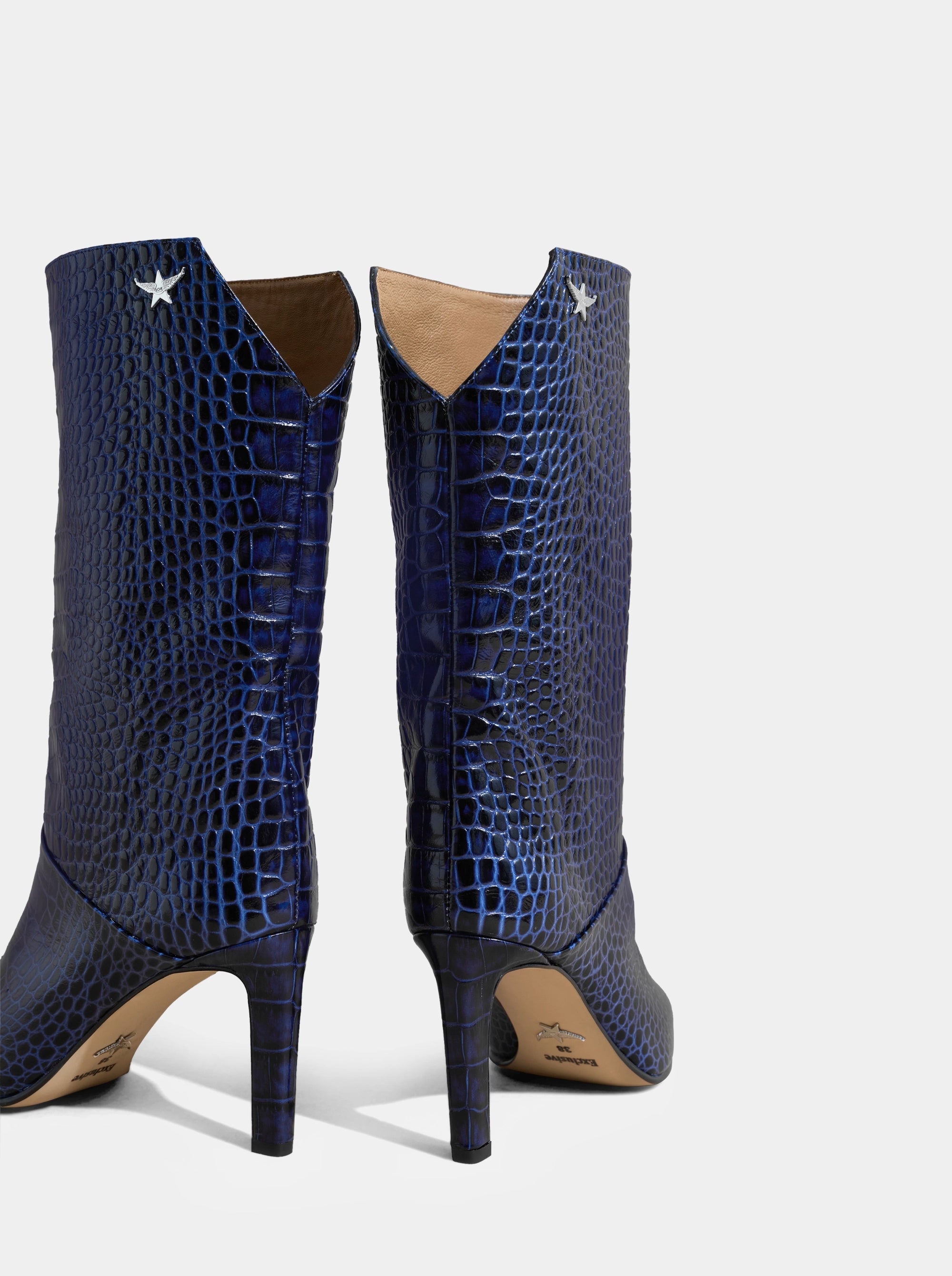 ROSSO NAVY BLUE CROCO BOOTIES