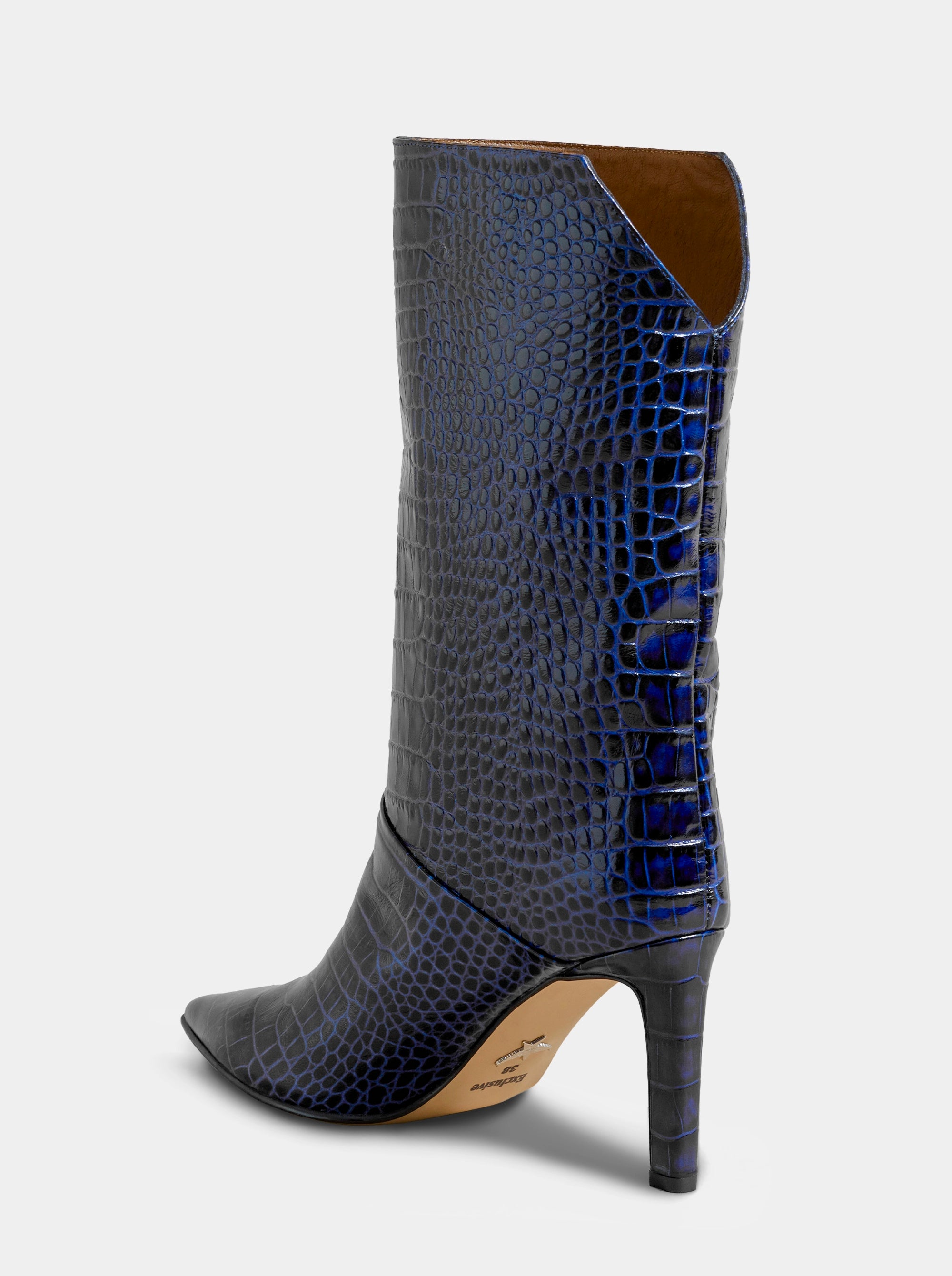 ROSSO NAVY BLUE CROCO BOOTIES