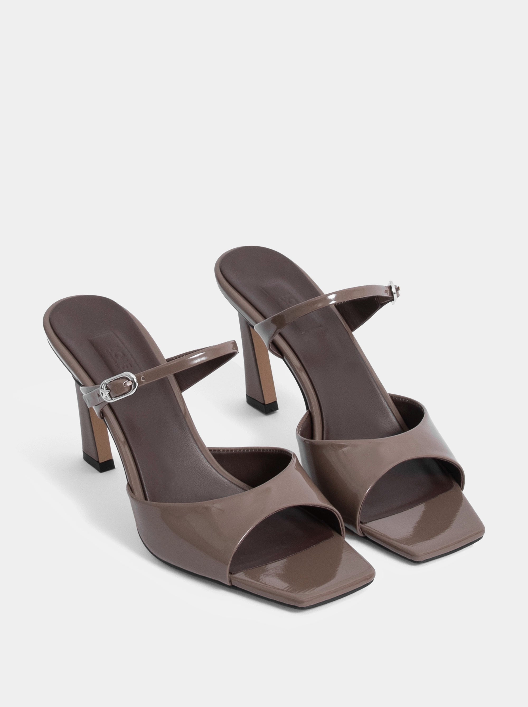 SERA DARK BROWN PATENT SANDALS