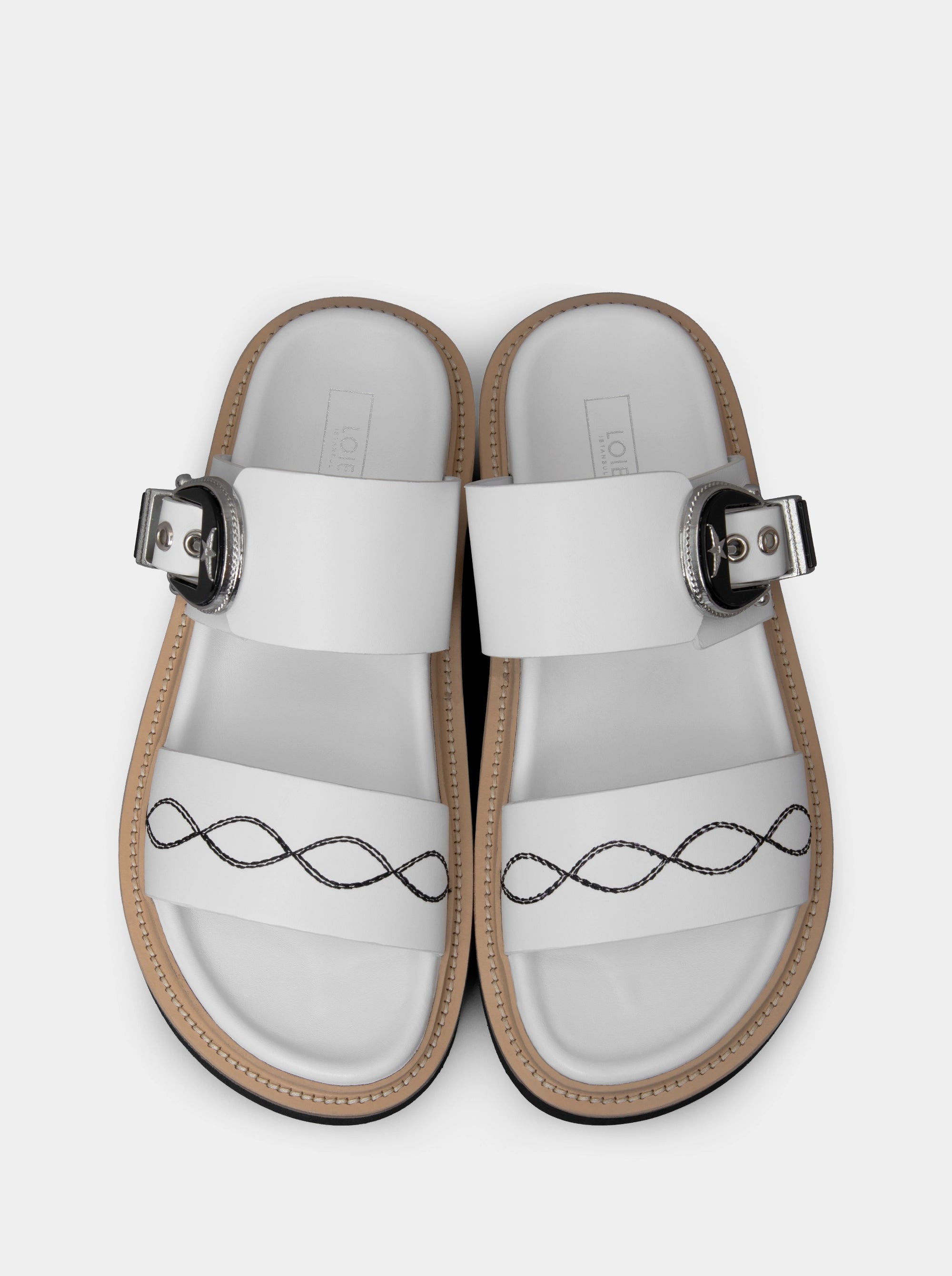SIENNA WHITE LEATHER SLIPPERS