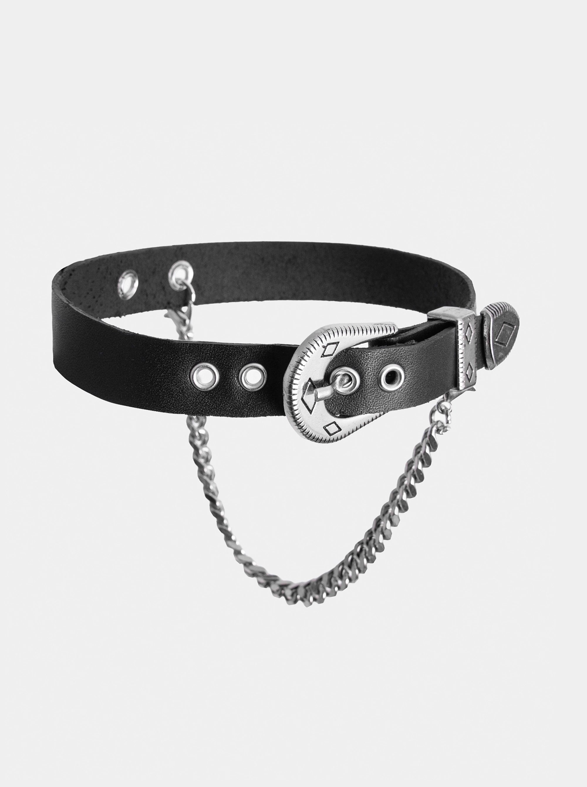 CHAIN BLACK LEATHER BELT