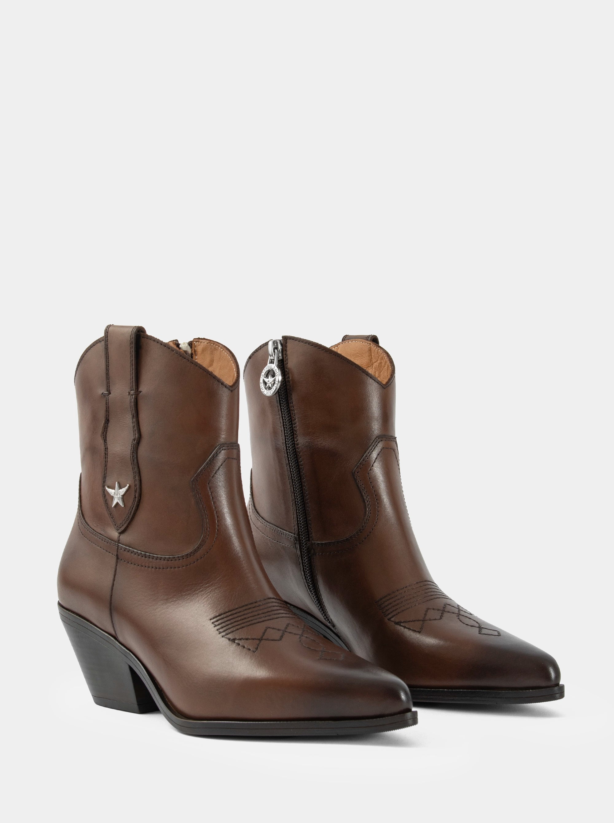SUIT BROWN LEATHER BOOTIES