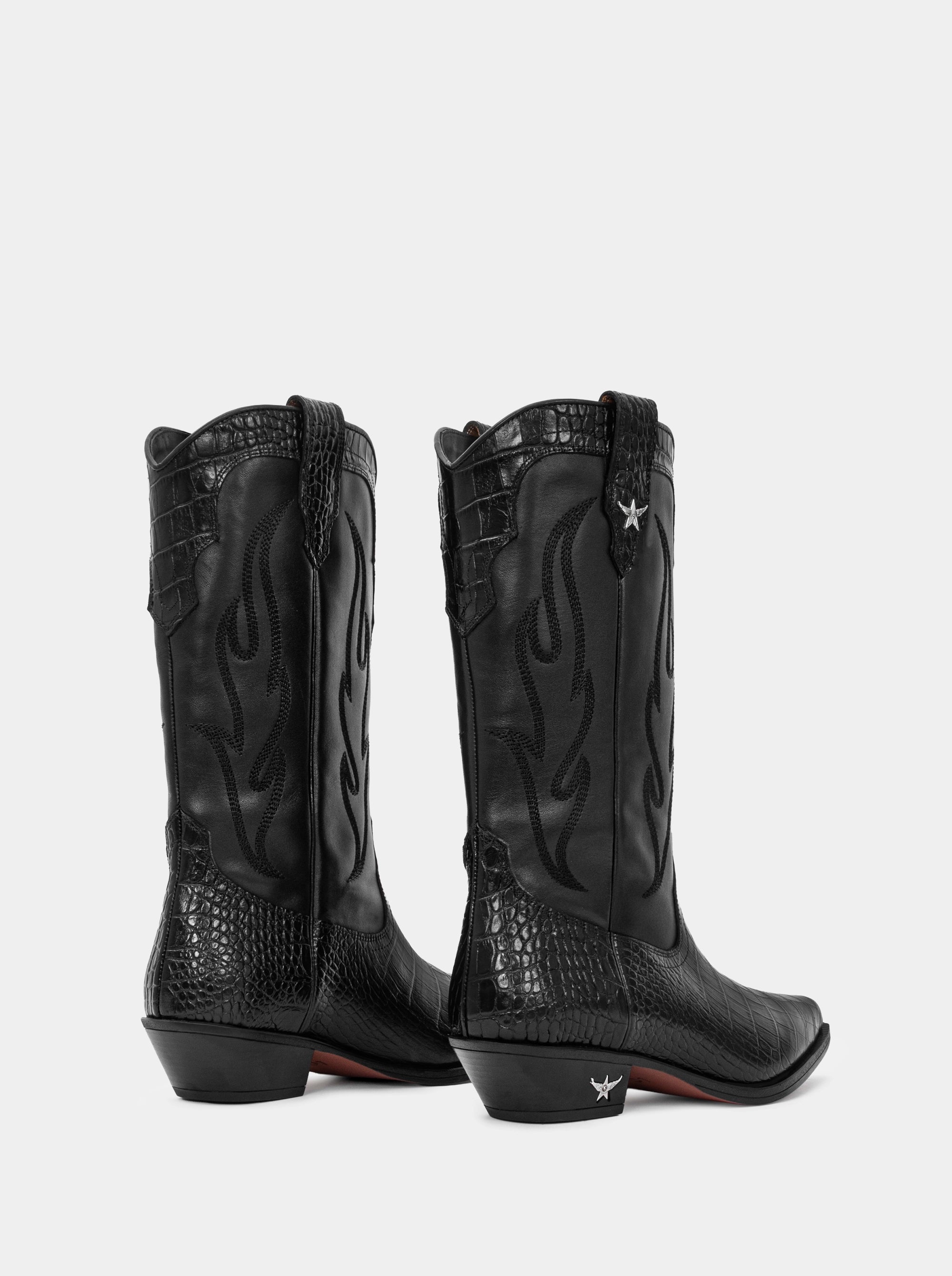 TEXAS BLACK CROCO BOOTS