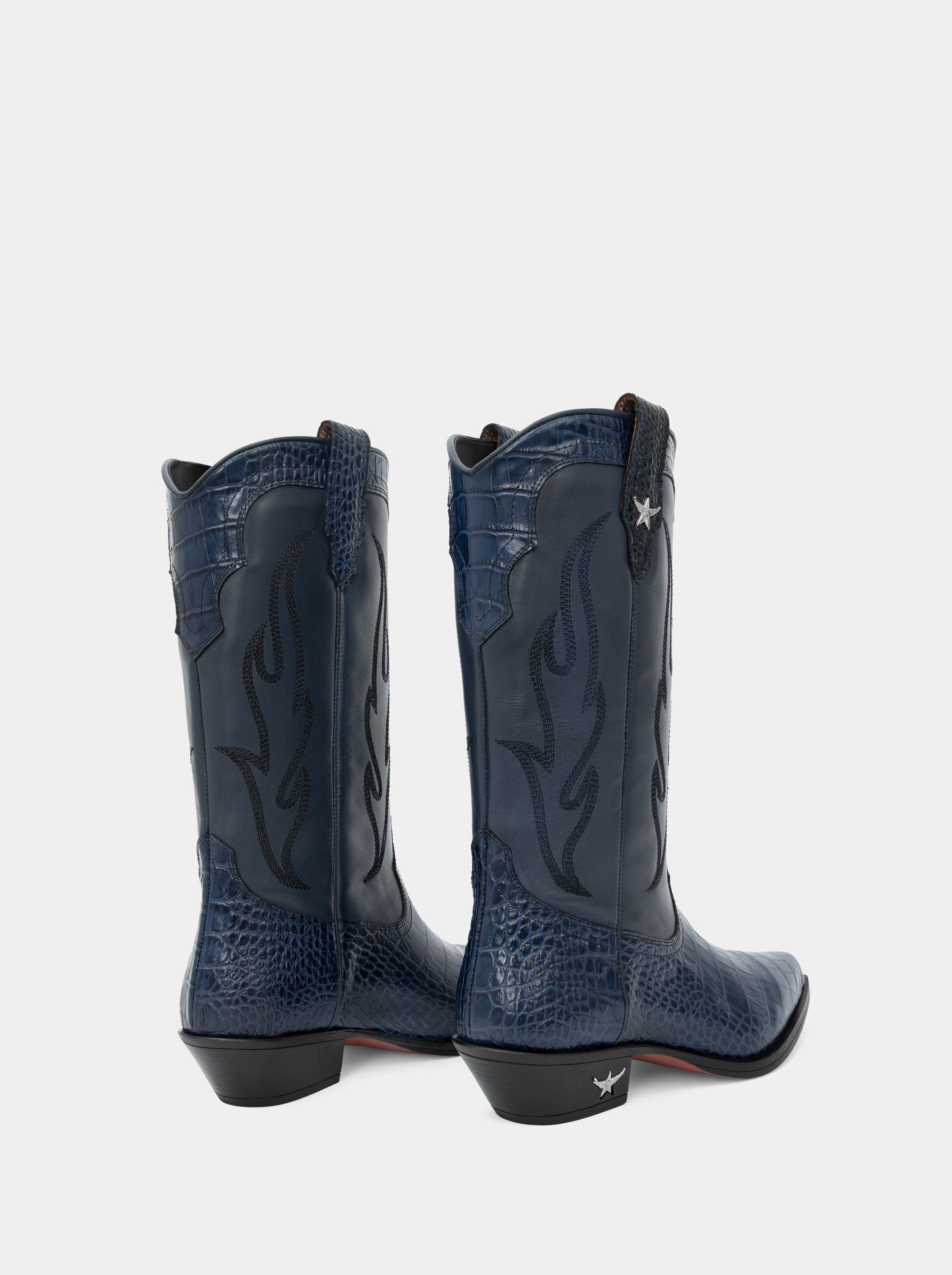 TEXAS NAVY BLUE CROCO BOOTS