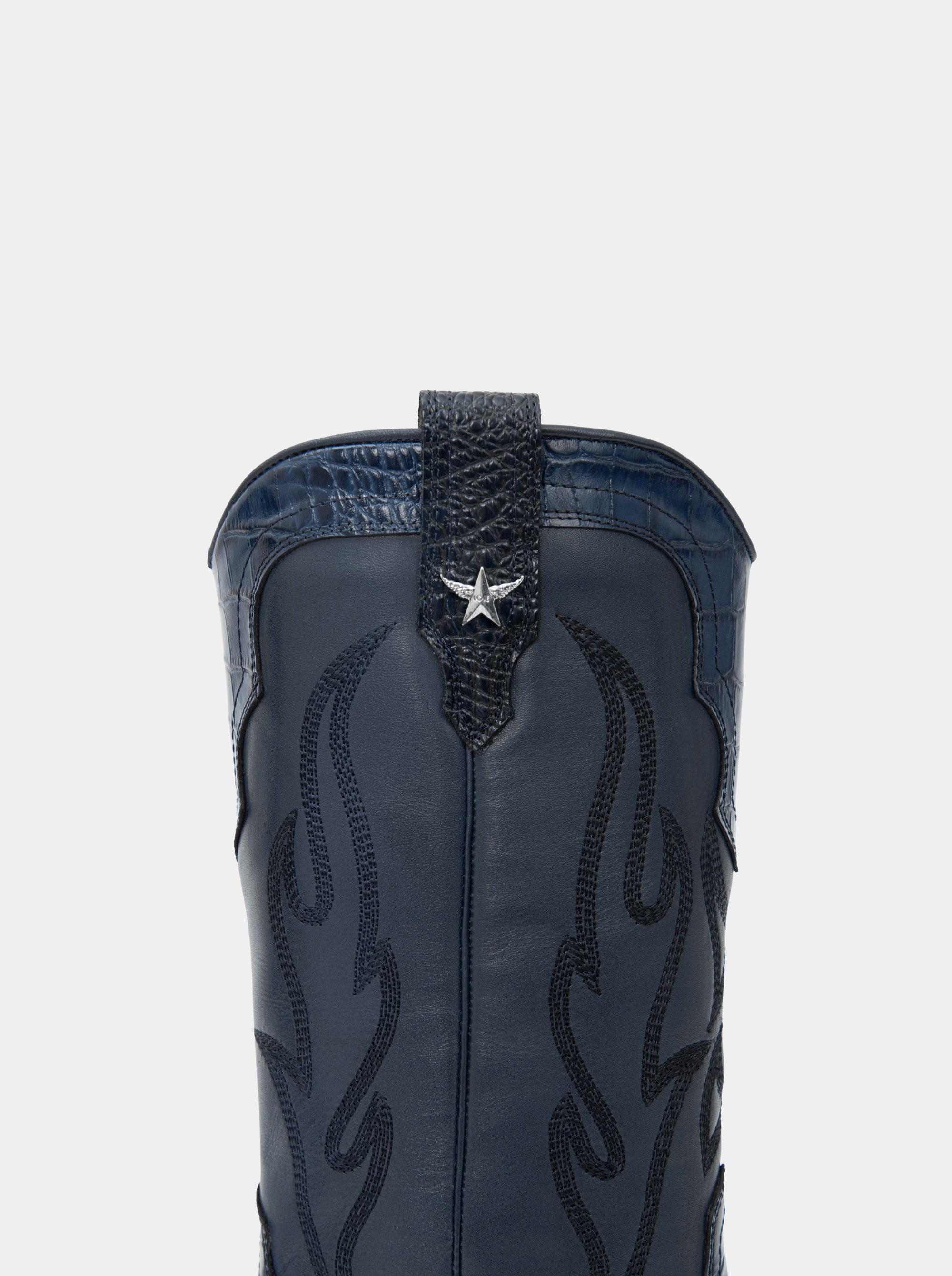 TEXAS NAVY BLUE CROCO BOOTS