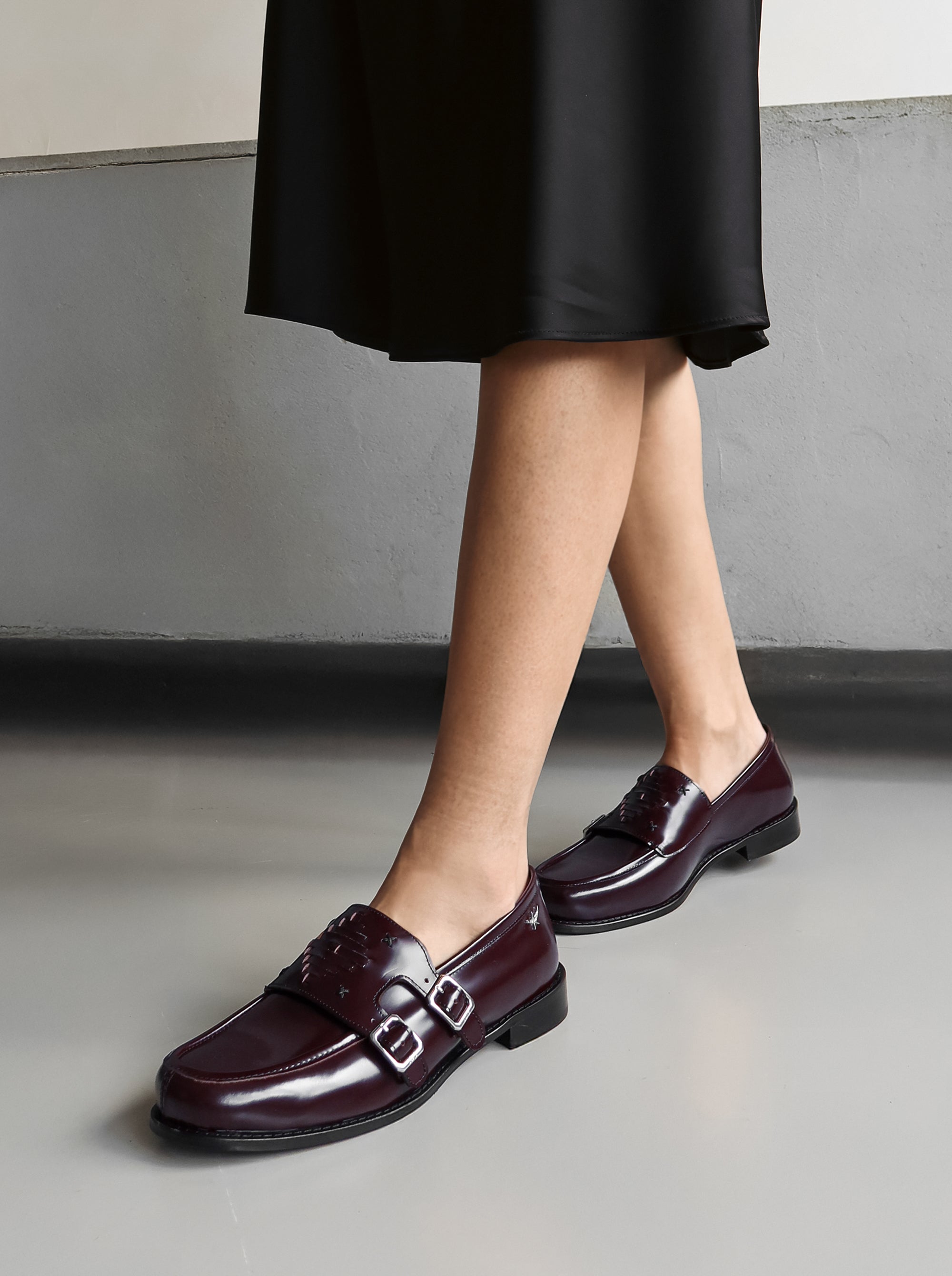 THE BARONESS BURGUNDY BRUSHED SHOES