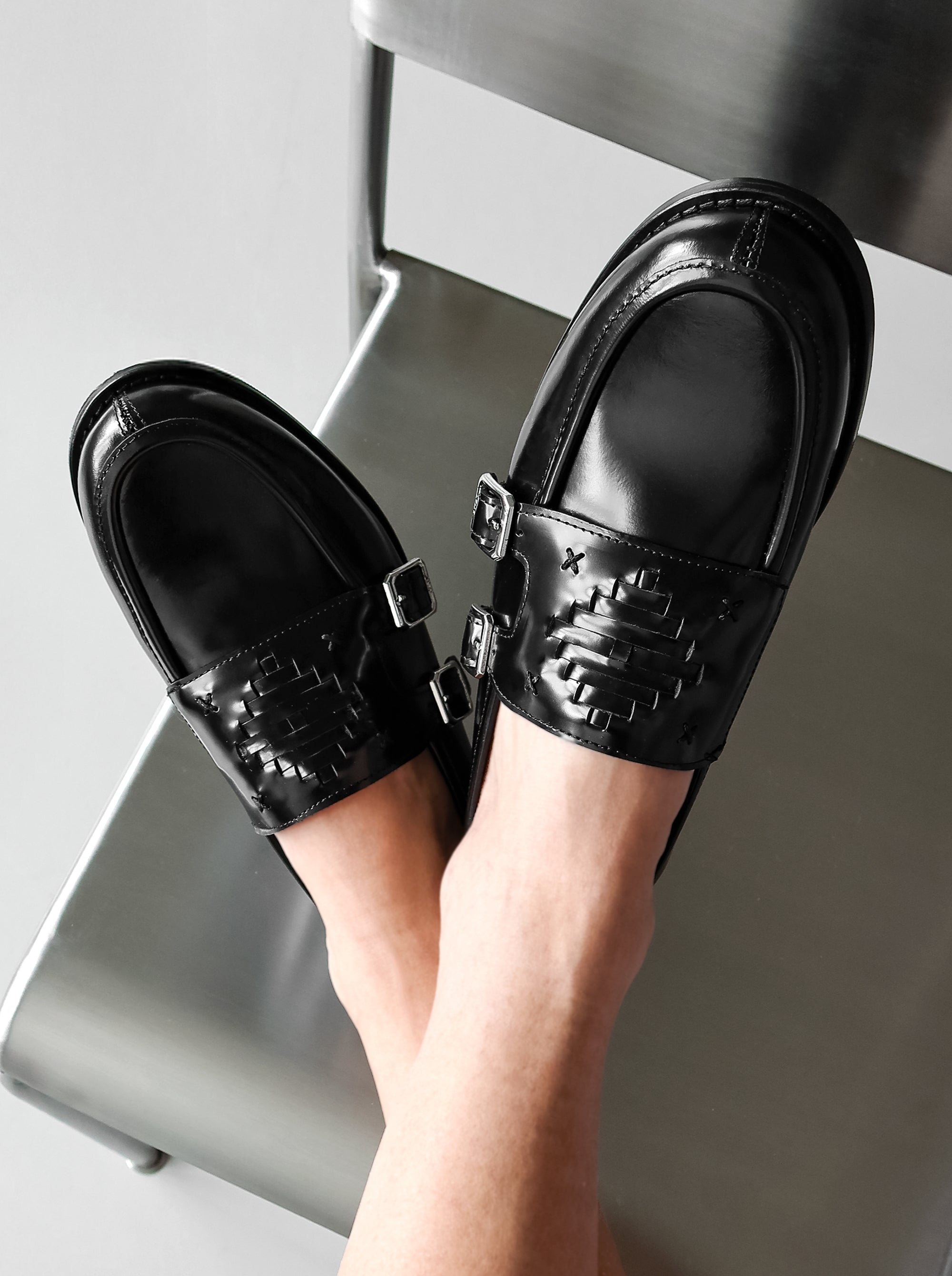 THE BARONESS BLACK BRUSHED SHOES