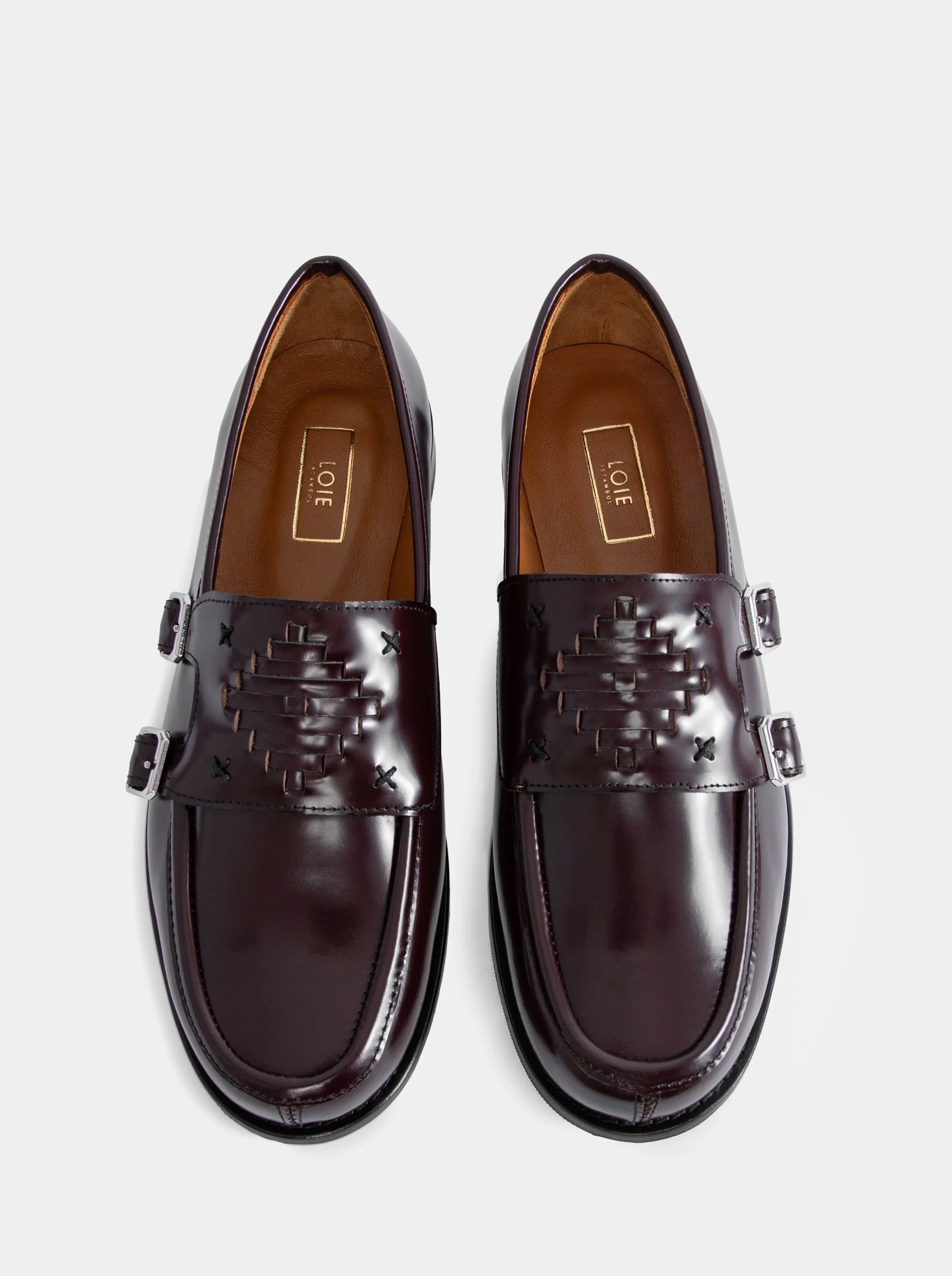 THE BARONESS BURGUNDY BRUSHED SHOES