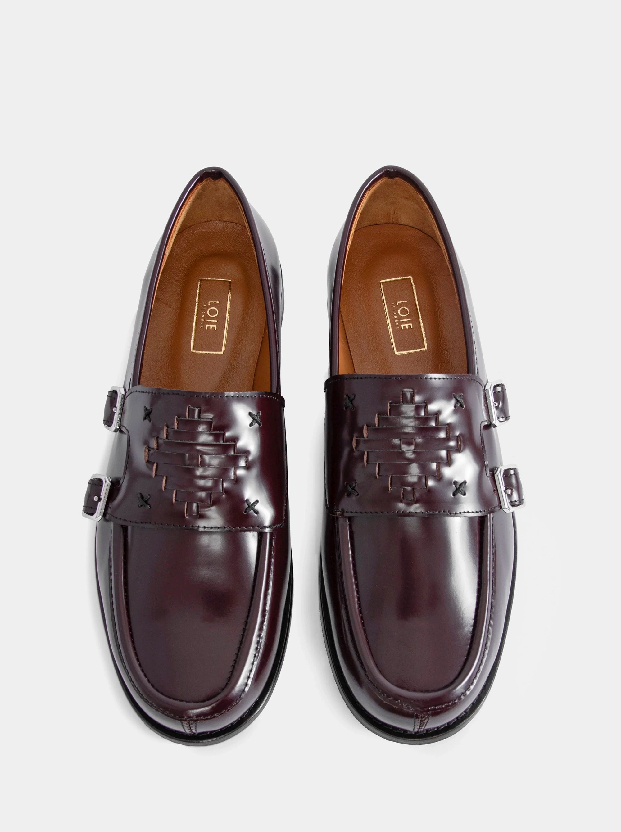 THE BARONESS BURGUNDY BRUSHED SHOES